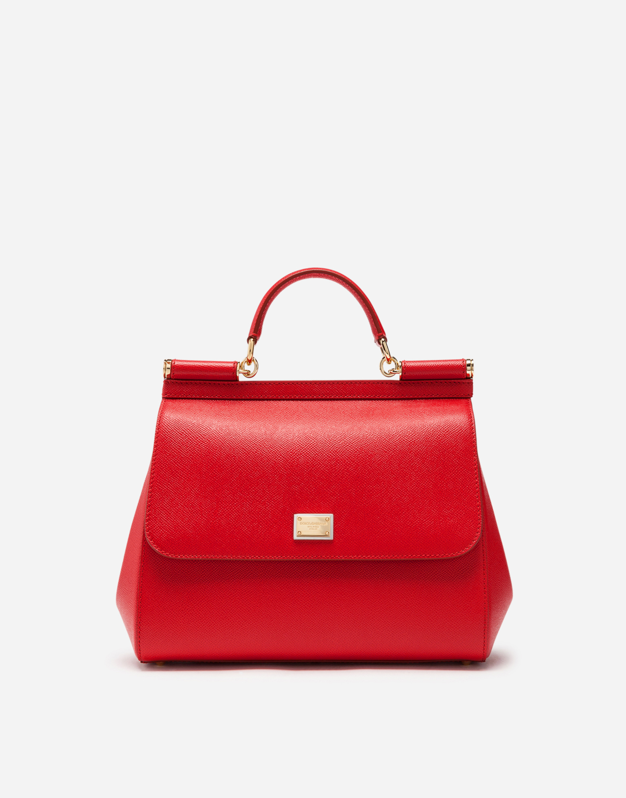 Dauphine leather regular Sicily bag in Red
