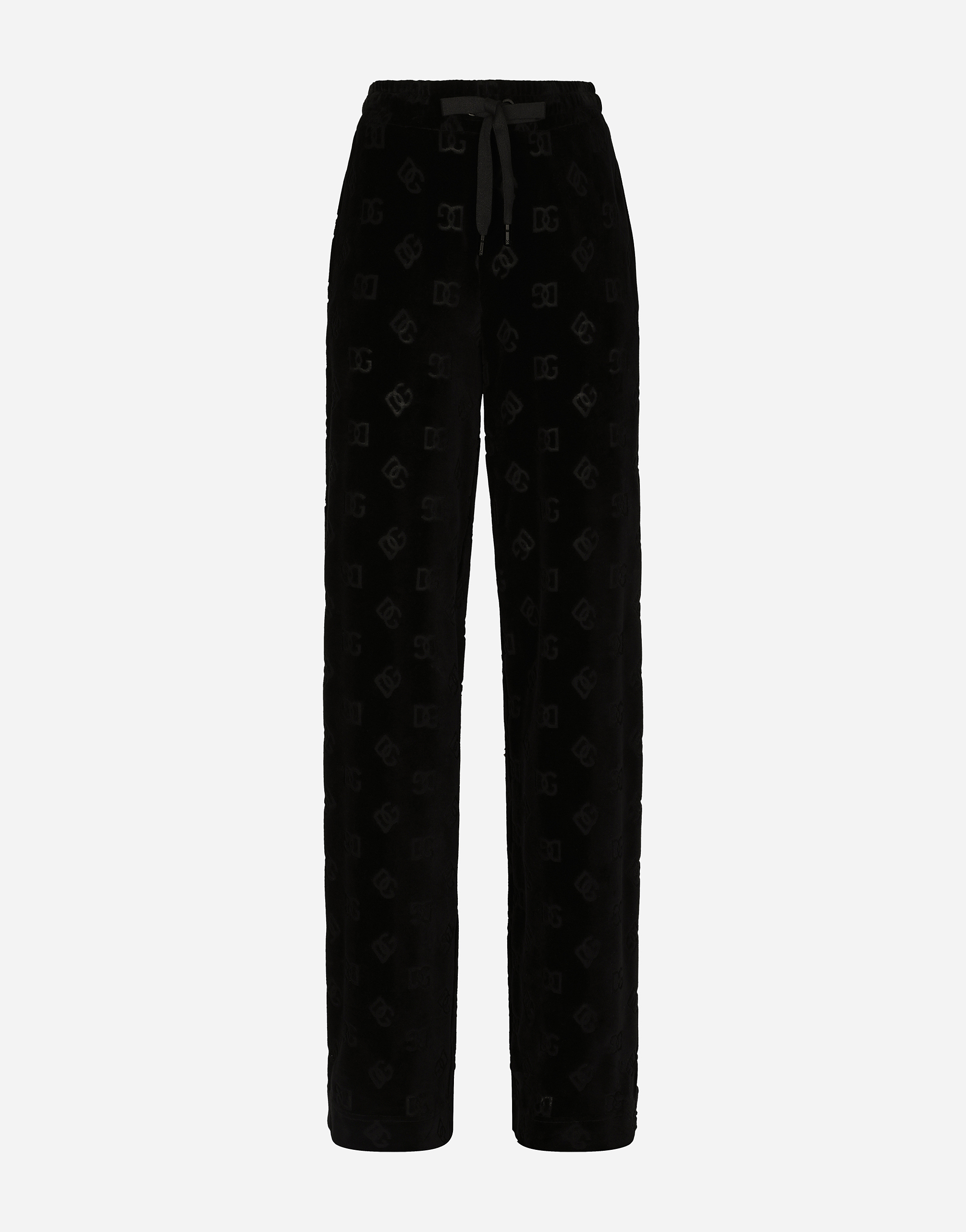 Flocked jersey pants with all-over DG logo in Black