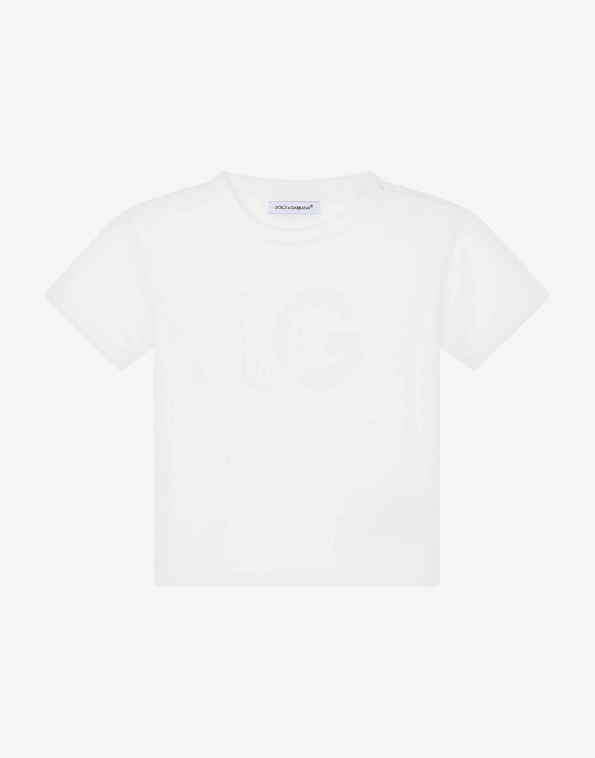 Jersey T-shirt with openwork DG logo in White