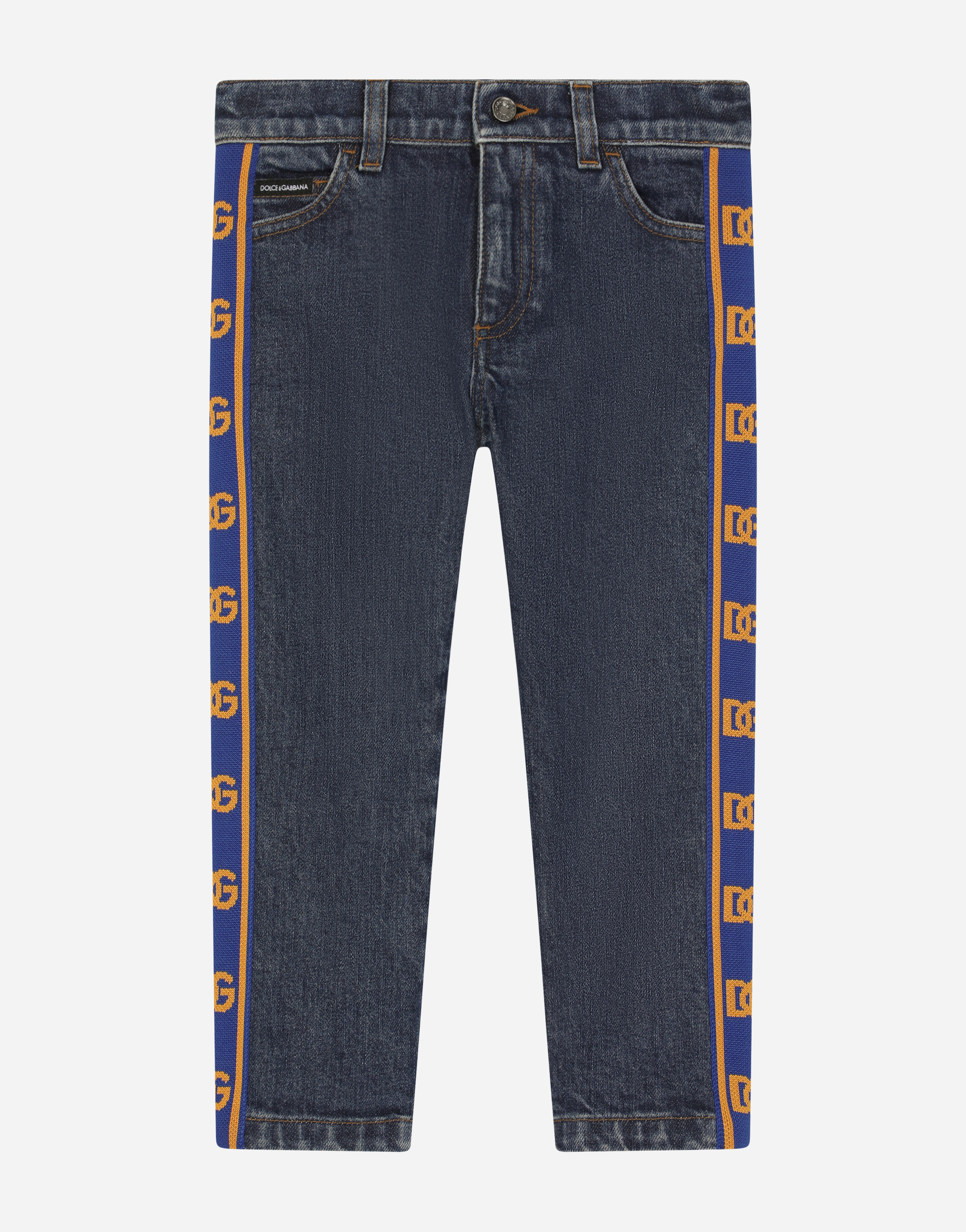 DG Jacquard Straight Jeans in Blue - Dolce Gabbana