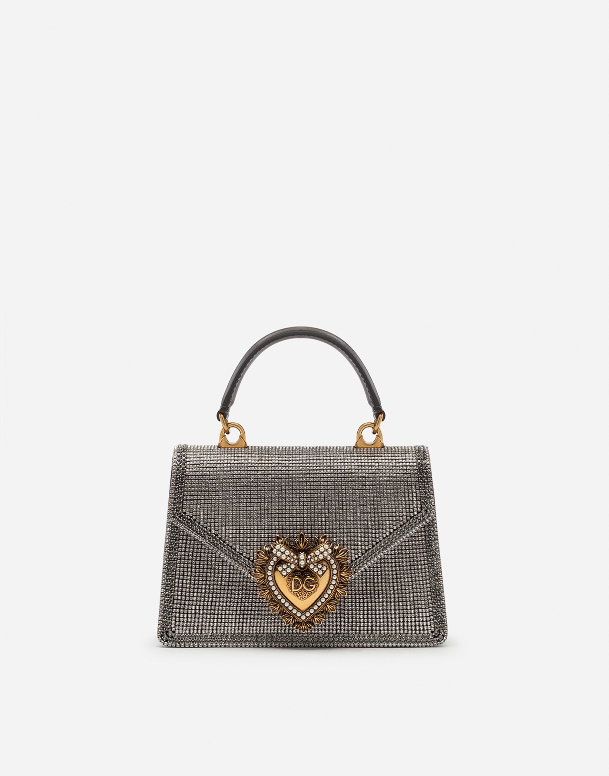 Small Devotion bag in mordore nappa leather with rhinestone detailing in Silver