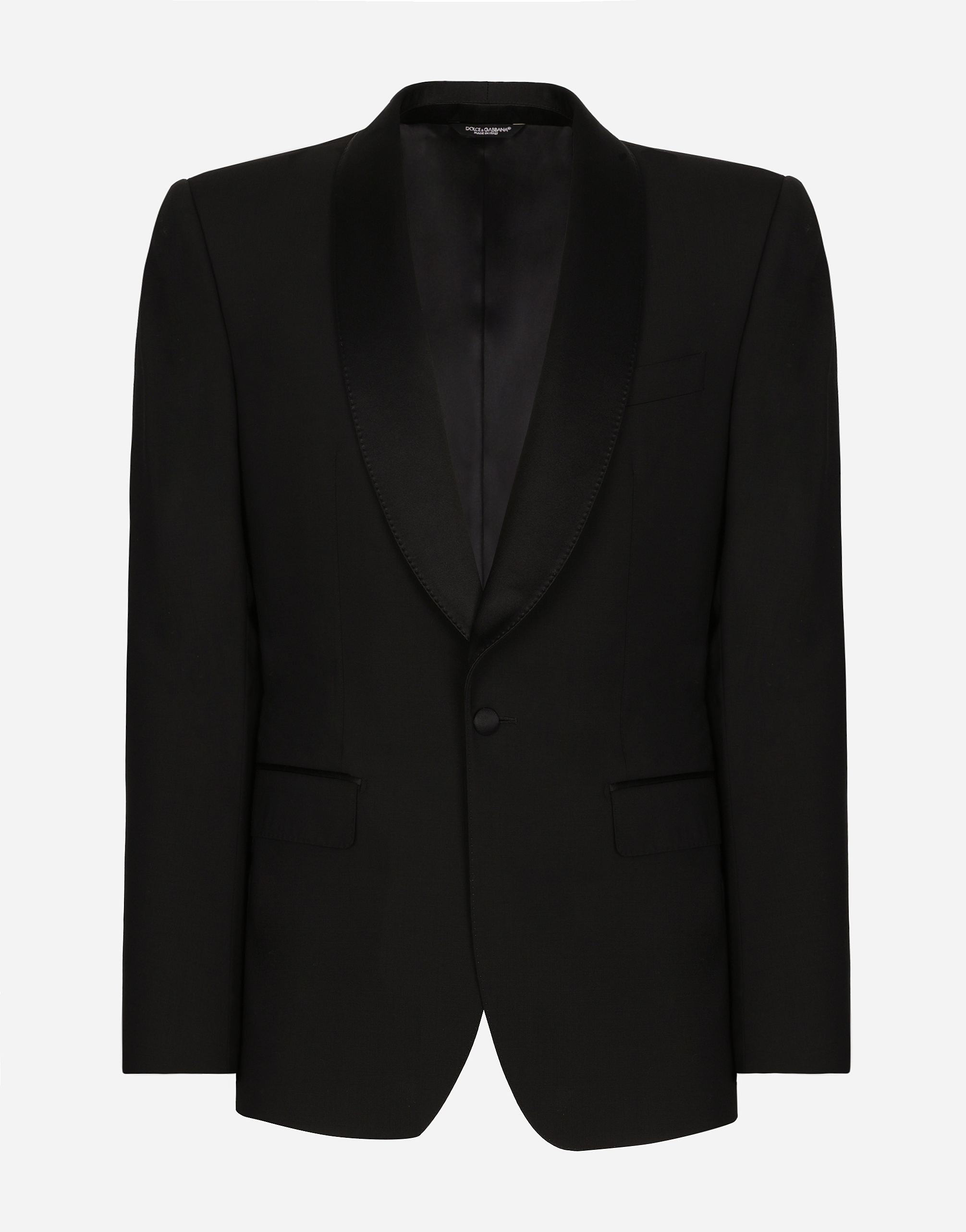 Single-breasted stretch wool Sicilia-fit tuxedo jacket in Black