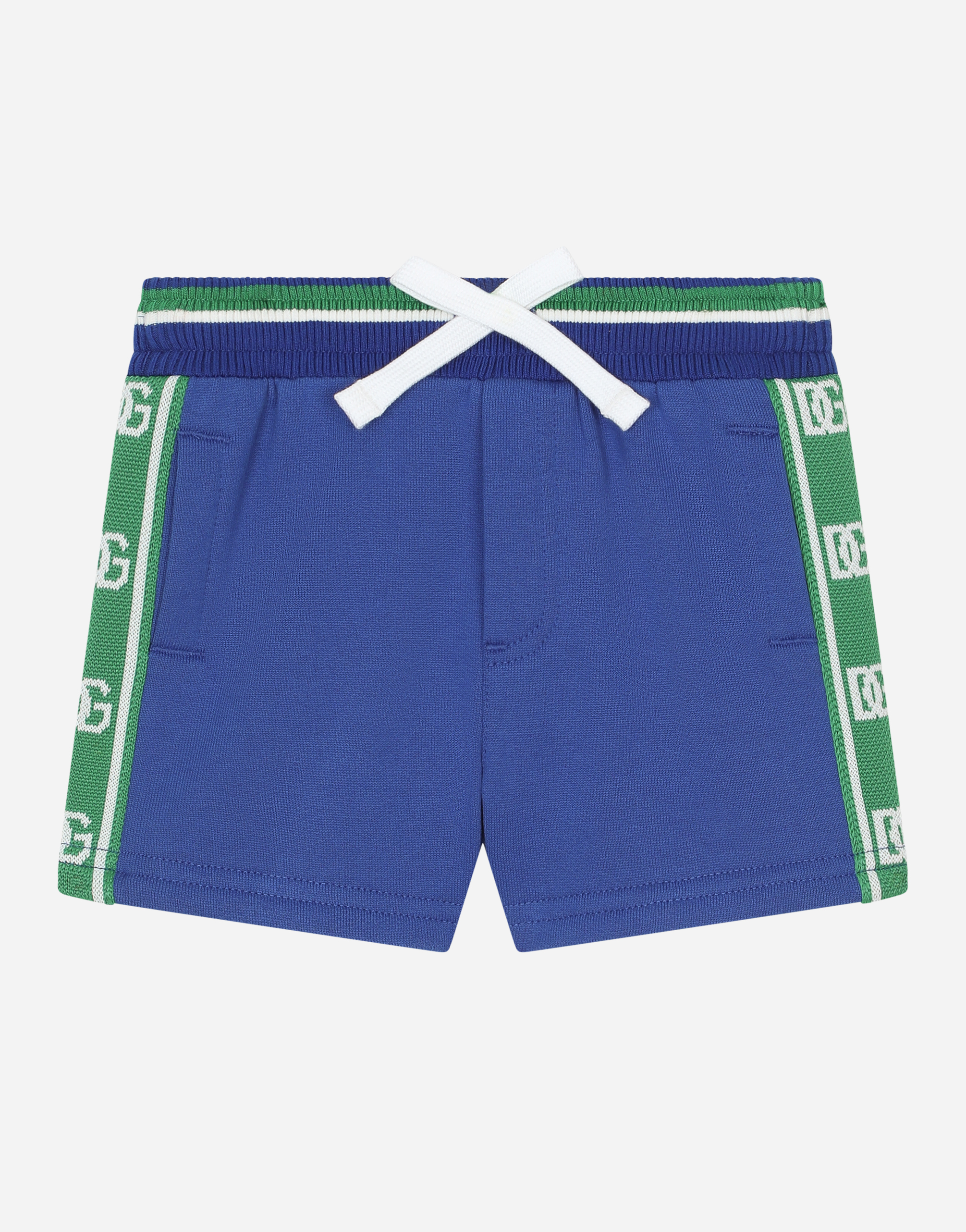 Jersey jogging shorts with DG logo band in Blue