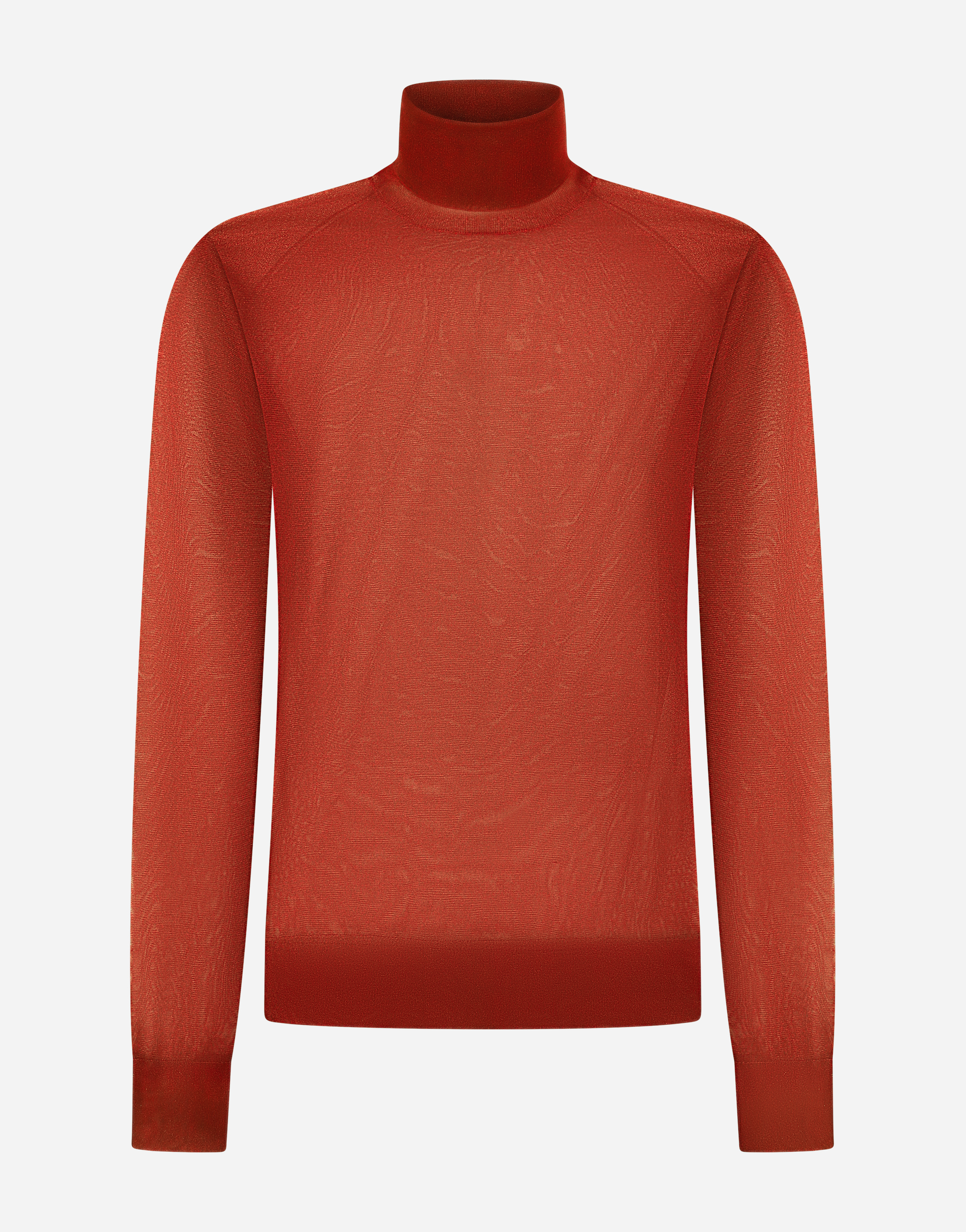 Technical yarn turtle-neck sweater in Orange