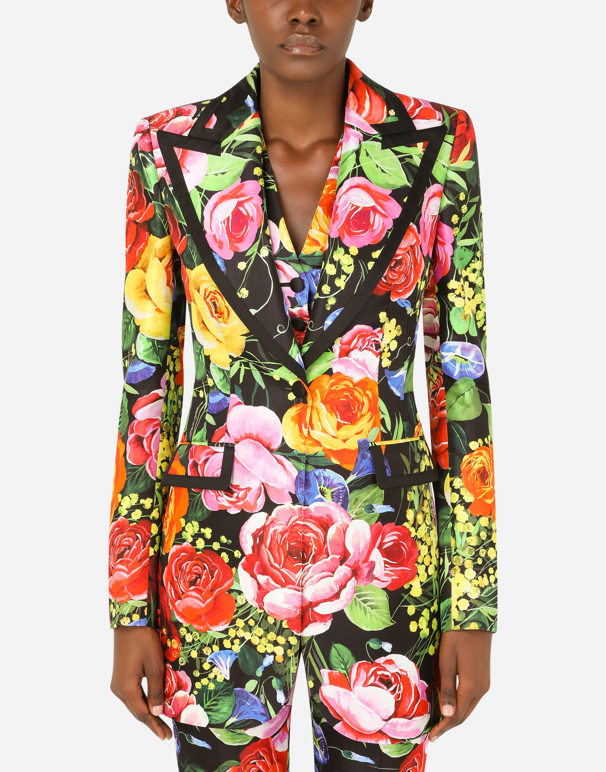 Bouquet-print Mikado Turlington jacket in Multicolor