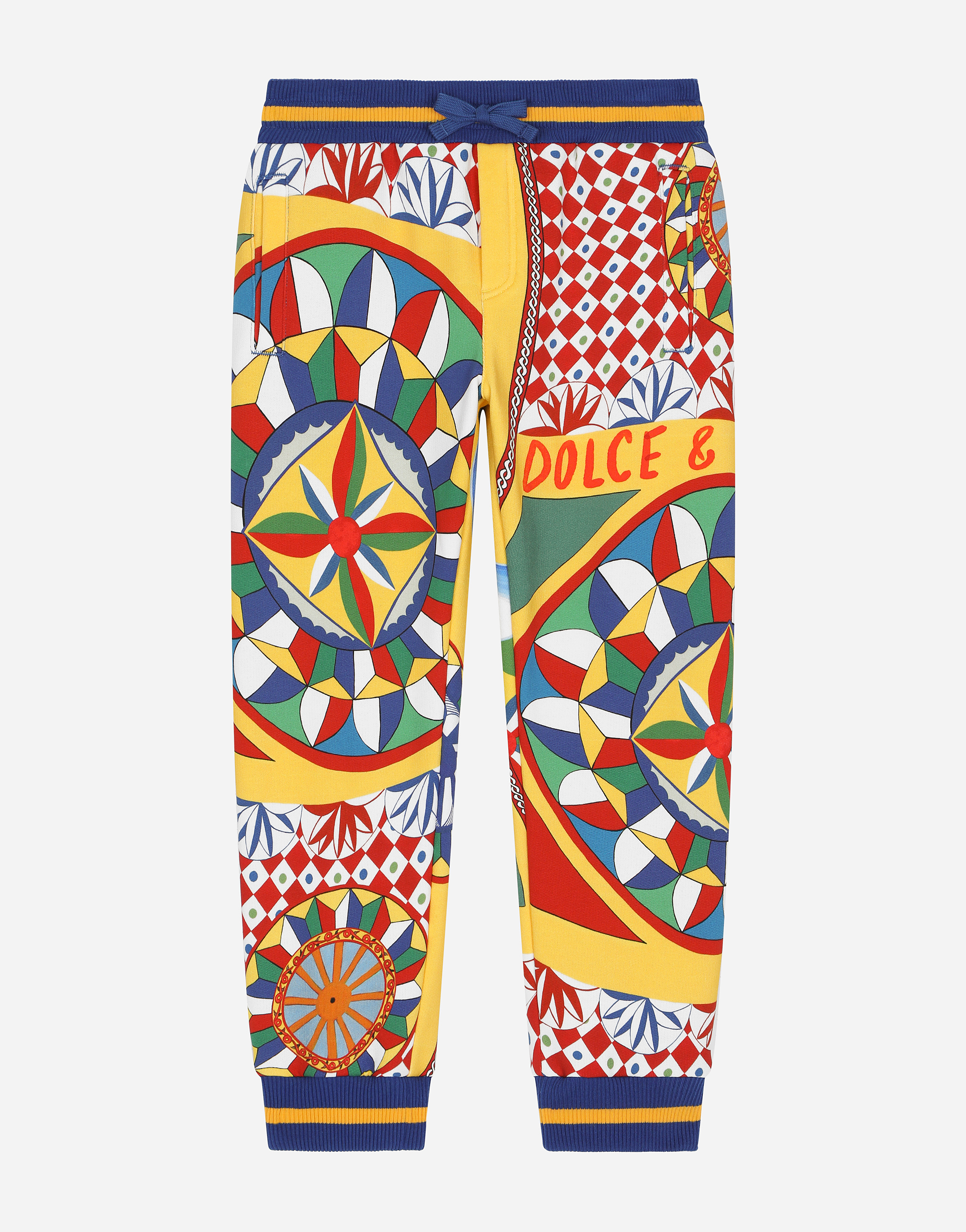 Cotton jogging pants with Carretto print in Red