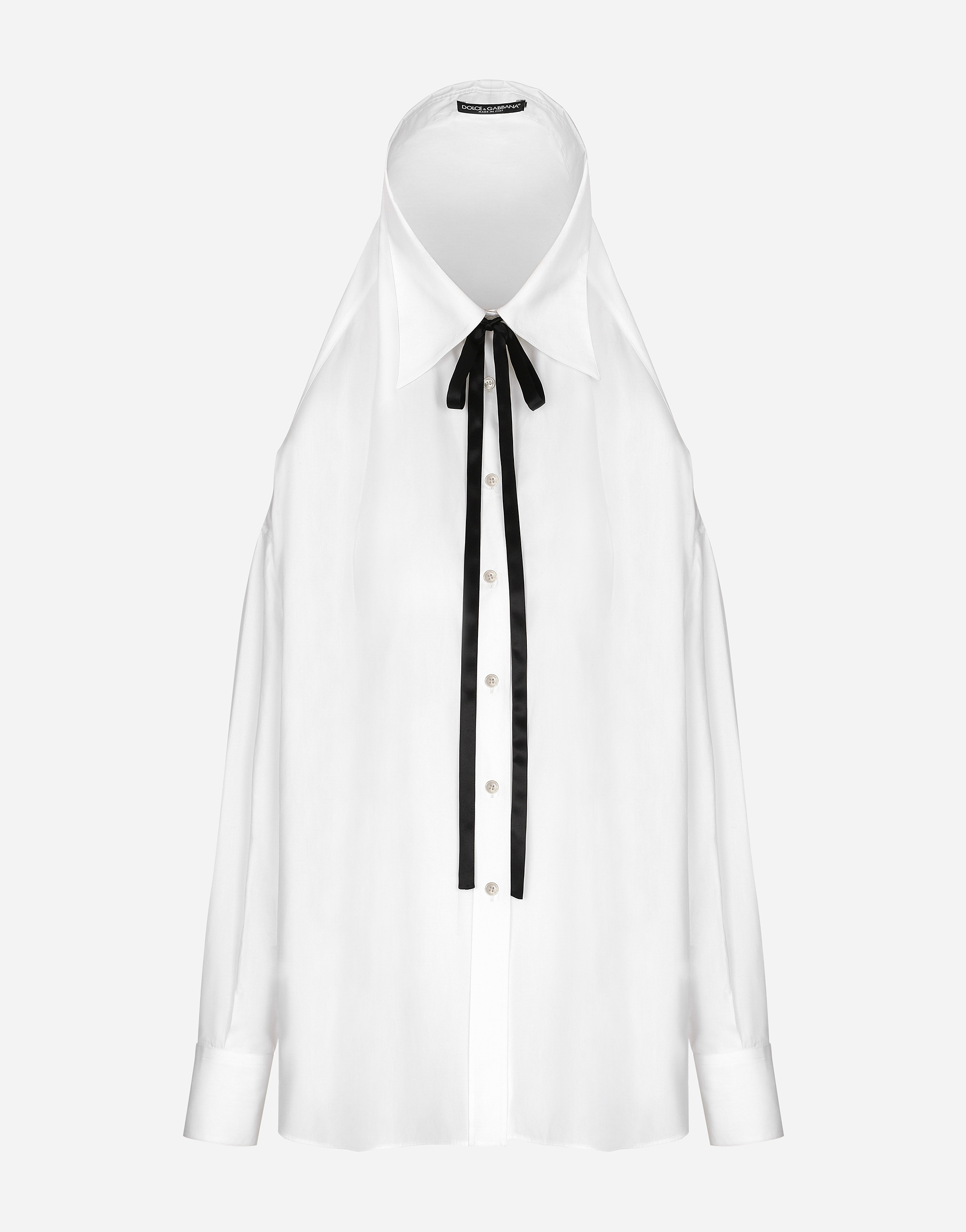 Oversize poplin shirt with tape in White