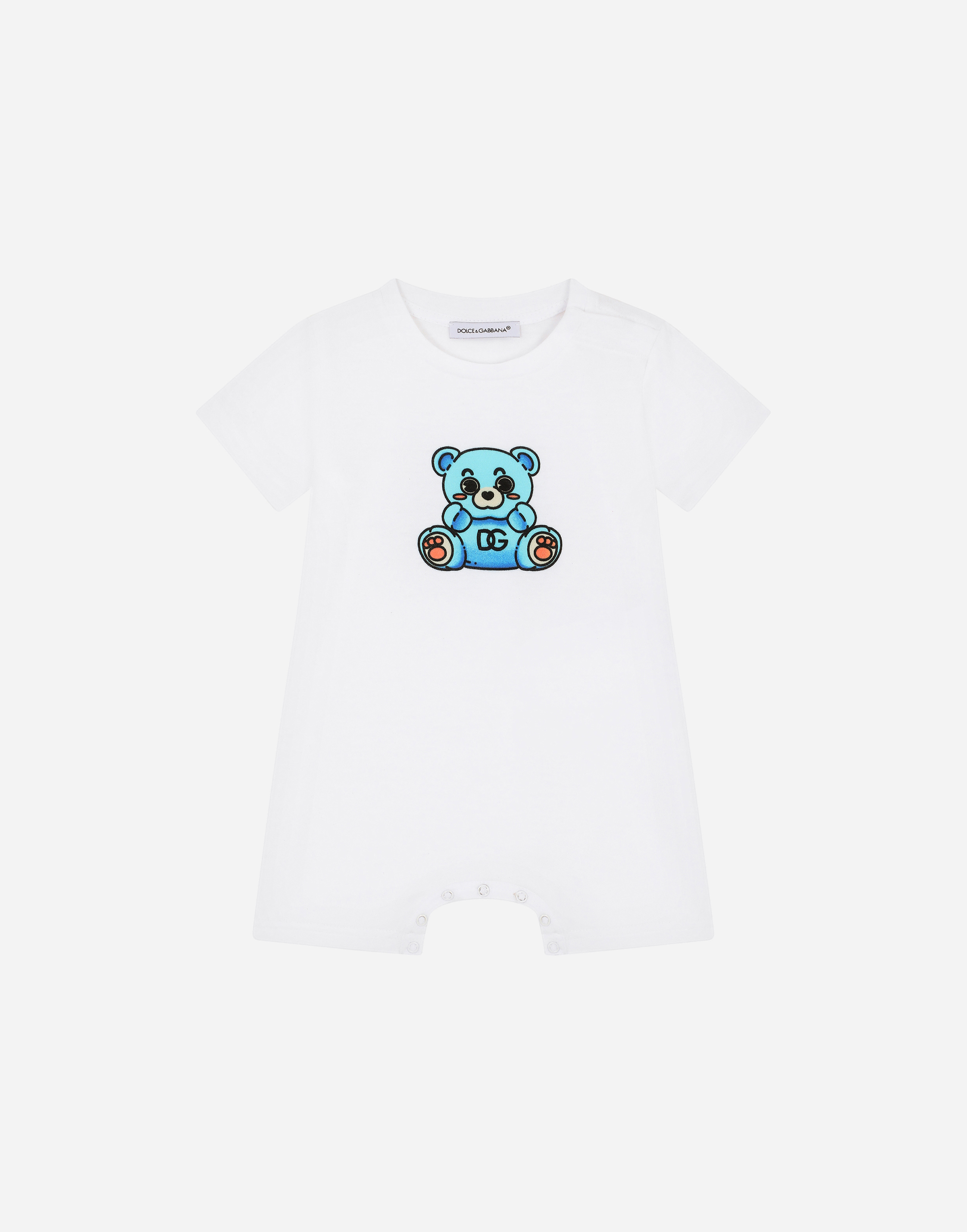 Jersey onesie with teddy-bear print in Multicolor
