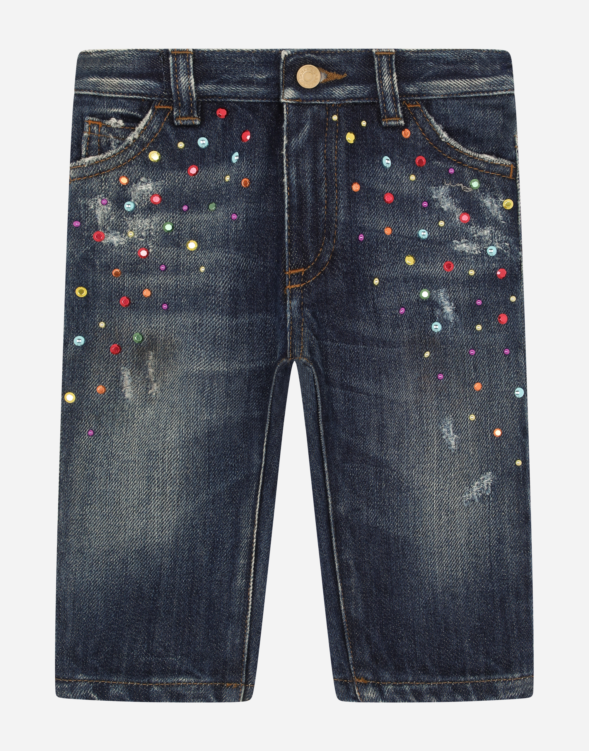 Jeans with multi-colored studs in Blue