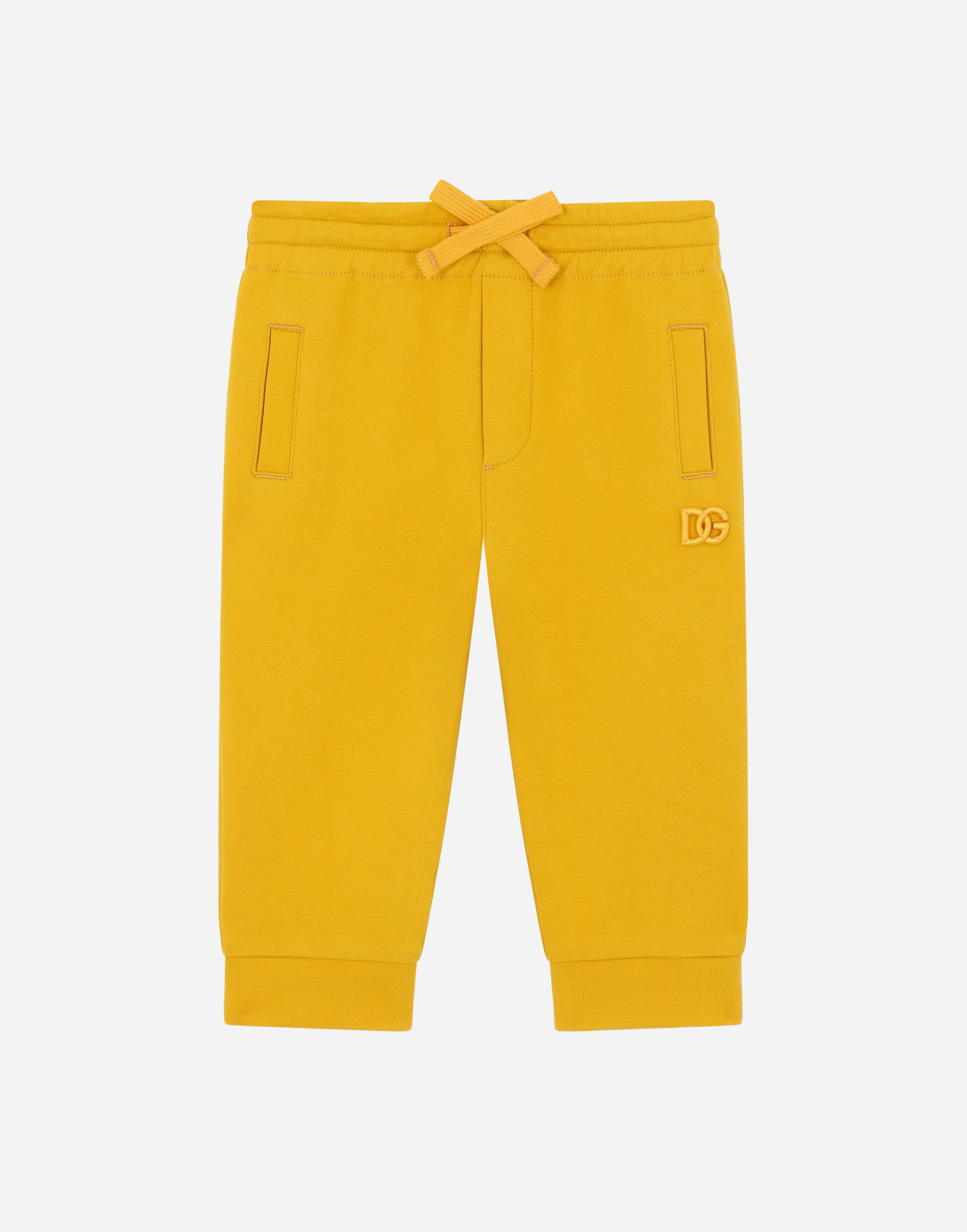 Jersey jogging pants with DG logo embroidery in Yellow