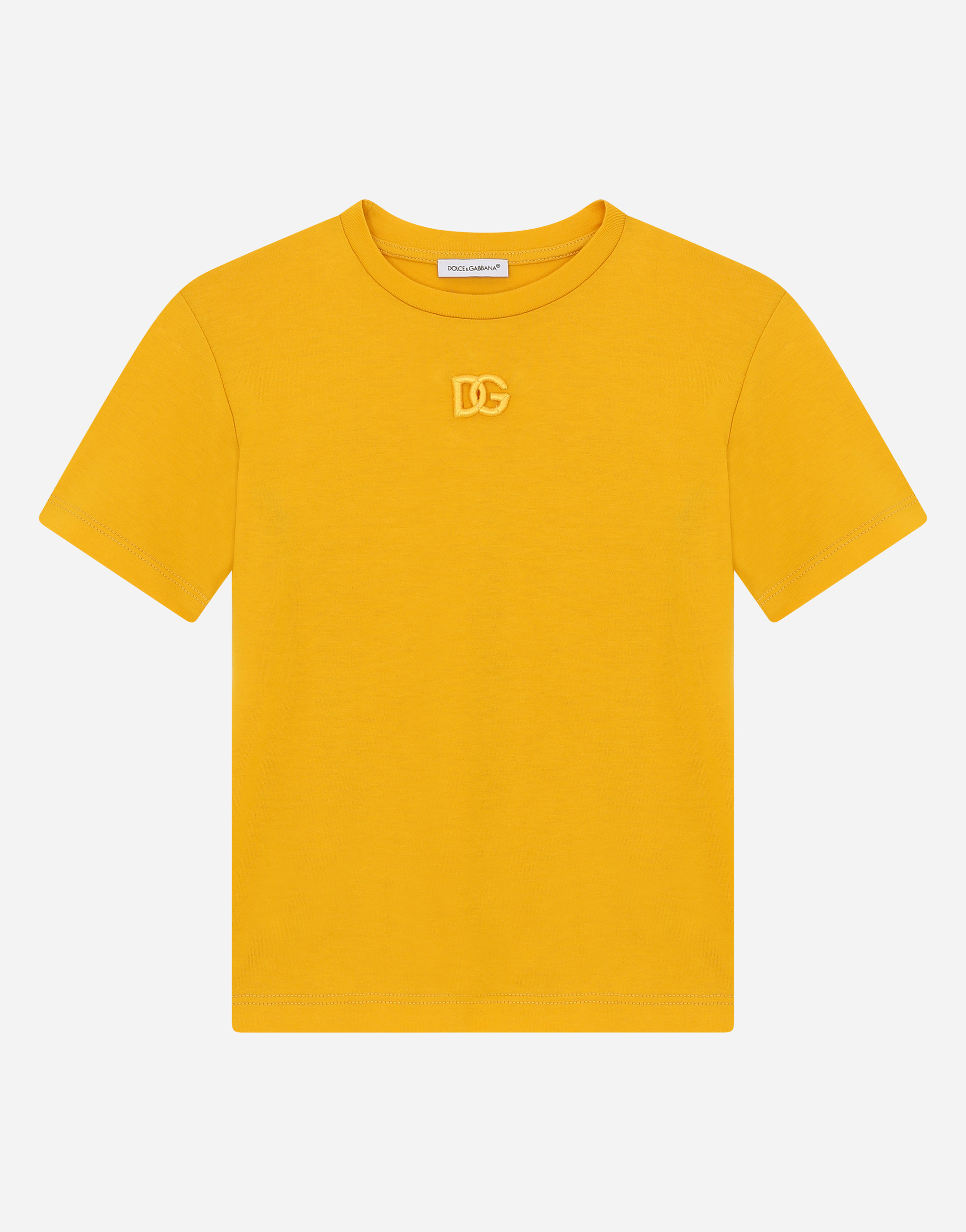 Jersey T-shirt with DG logo embroidery in Yellow