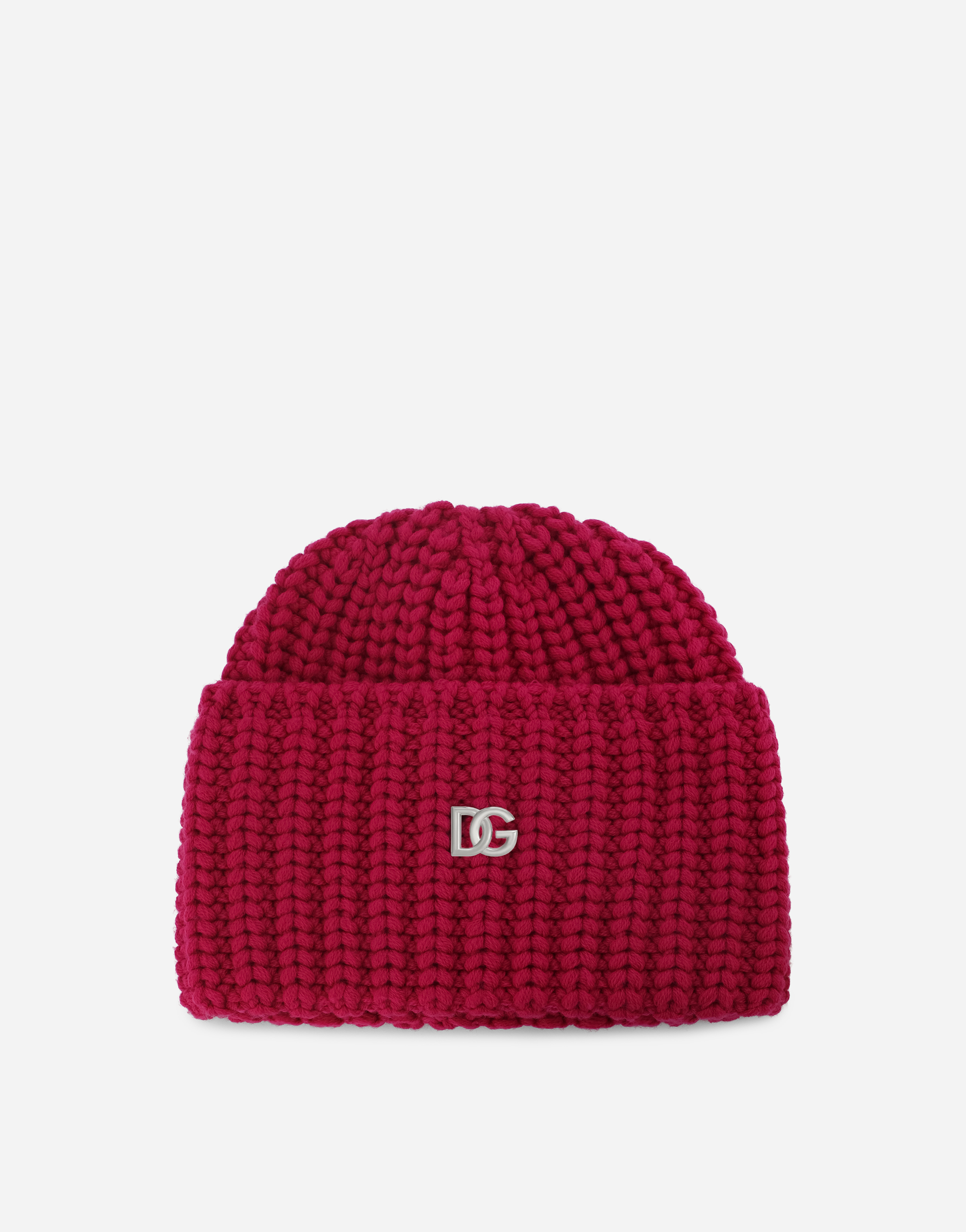 Knit wool hat with DG patch in Bordeaux