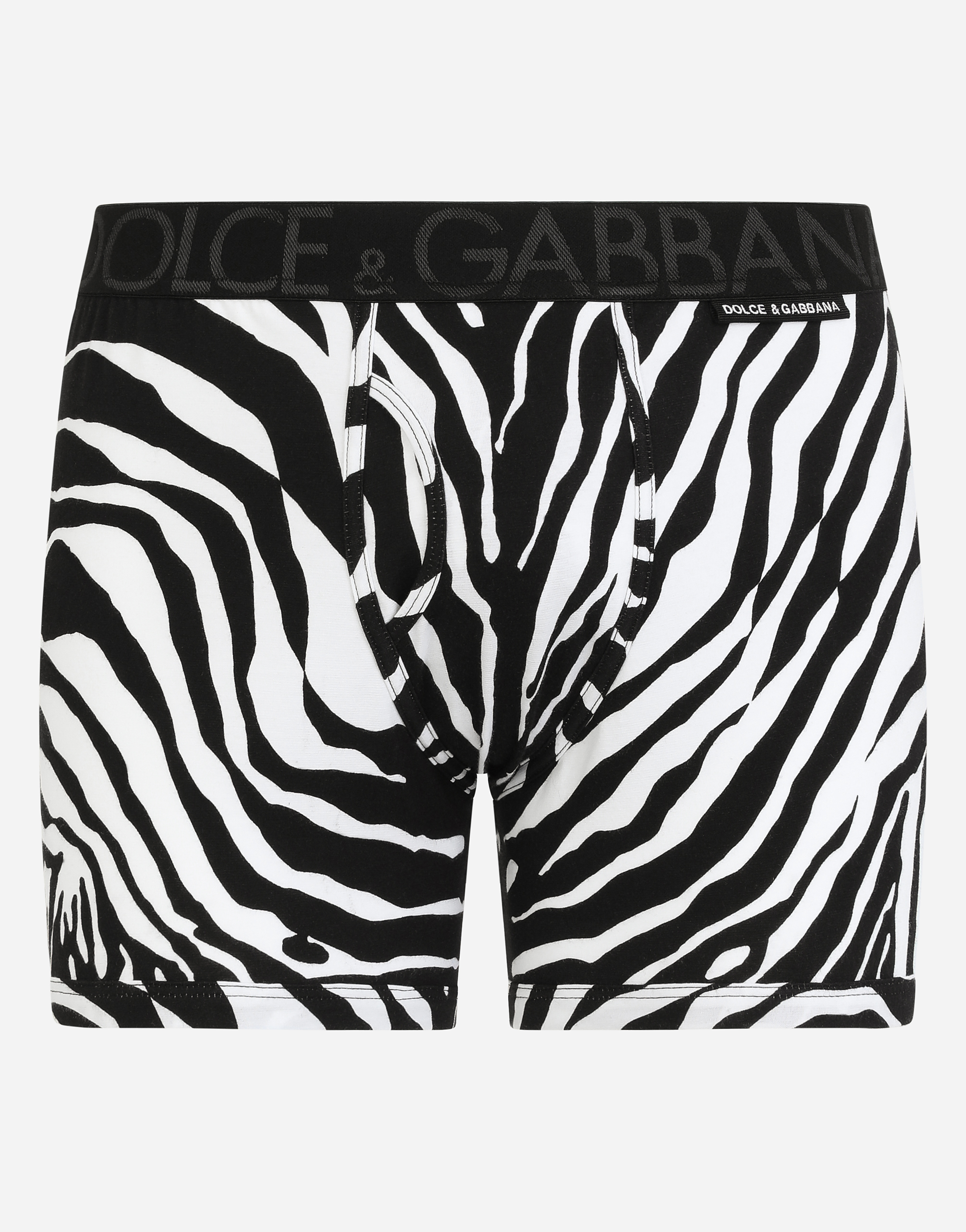 Long-leg stretch cotton boxers with zebra print in Animal Print