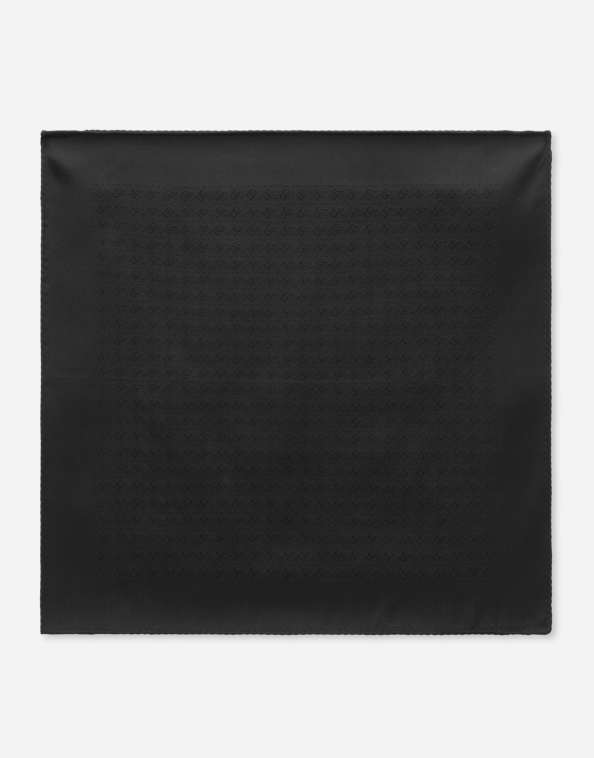 Silk jacquard pocket square with DG logo in Black