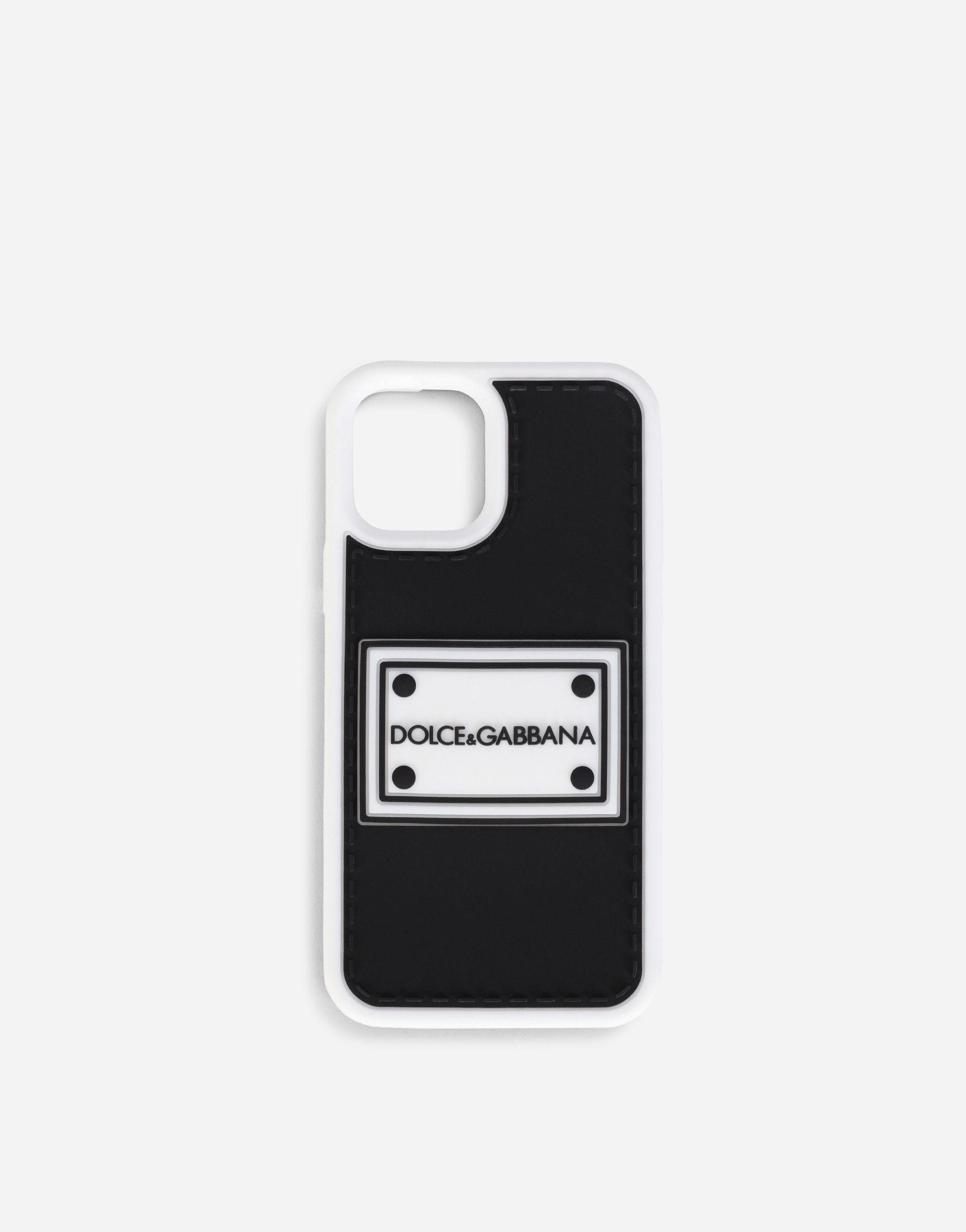 Rubber iPhone 12 Pro cover with branded plate in Black/White