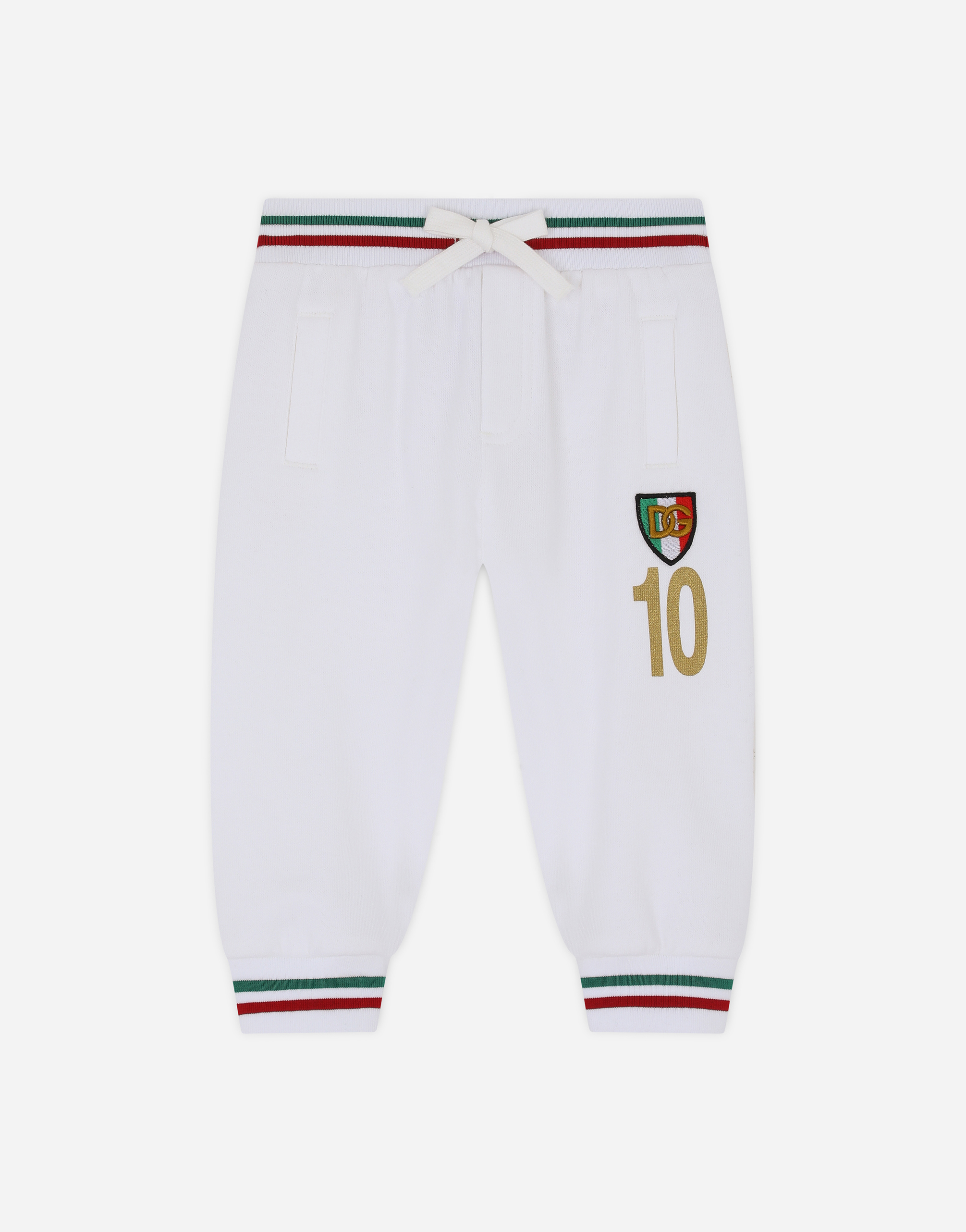 Jersey jogging pants with Italy DG logo in White