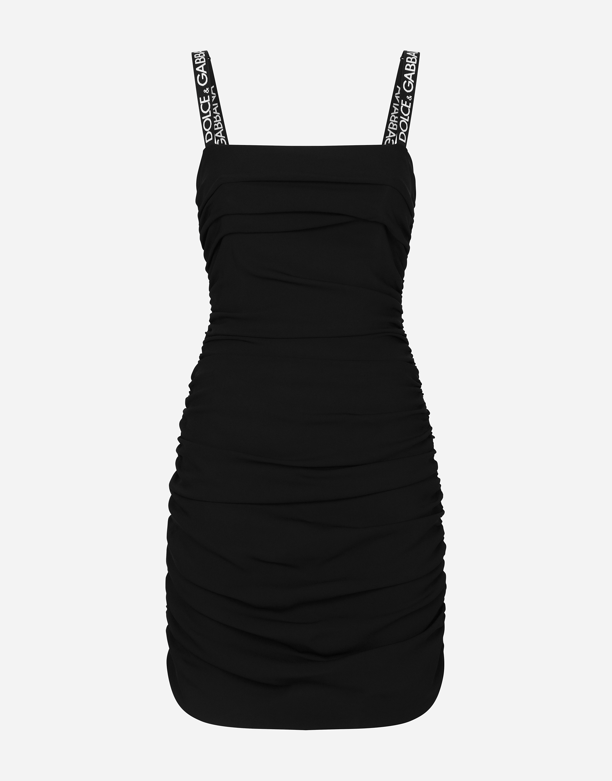 Short cady dress with draping in Black for Women | Dolce&Gabbana®