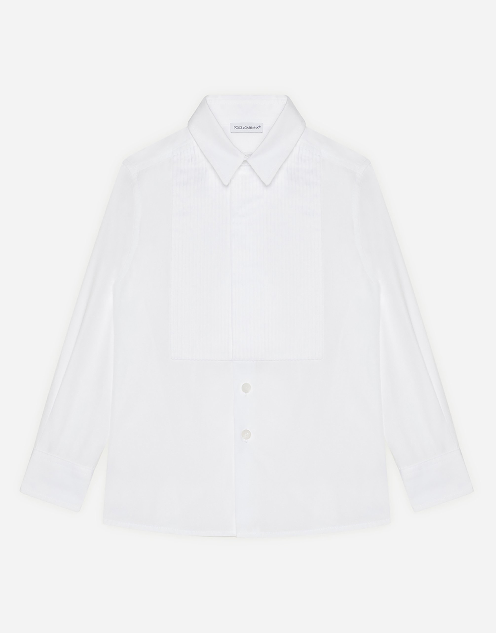 Poplin shirt with shirt-front detail in White