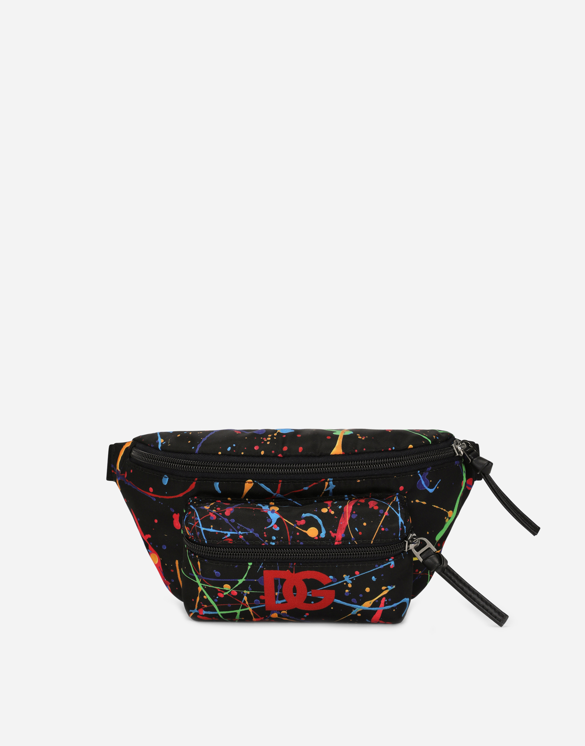 Nylon belt bag with color splash print in Multicolor