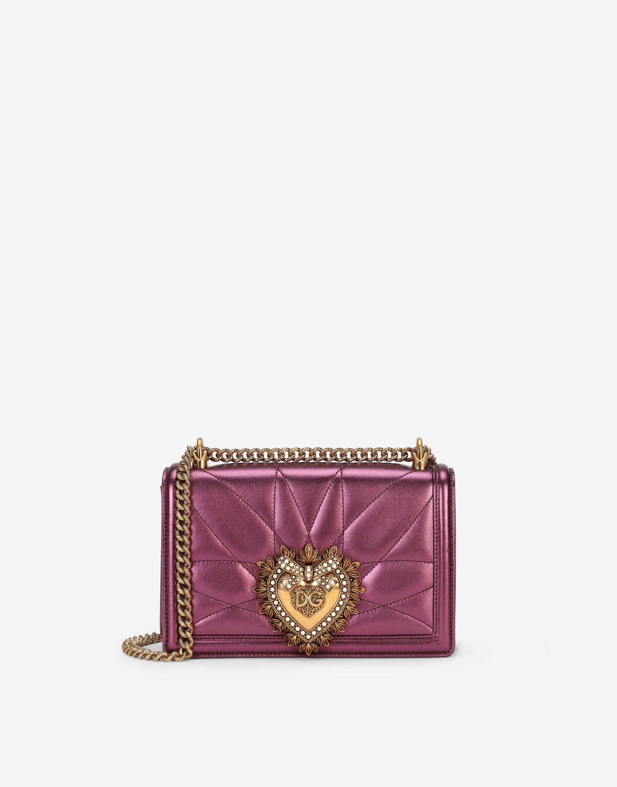 Medium Devotion crossbody bag in quilted nappa mordore leather in Purple