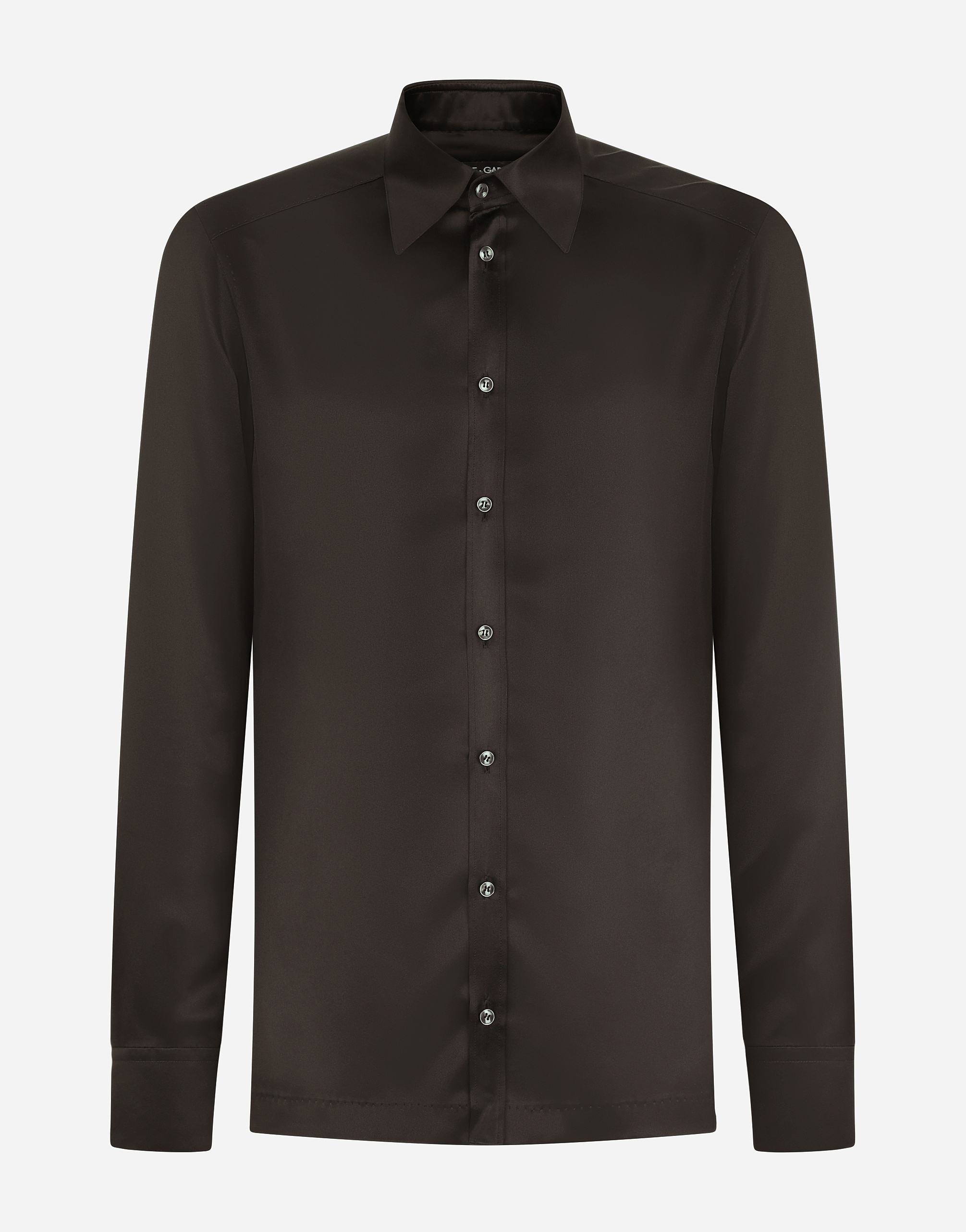 Silk satin Martini-fit shirt in Black