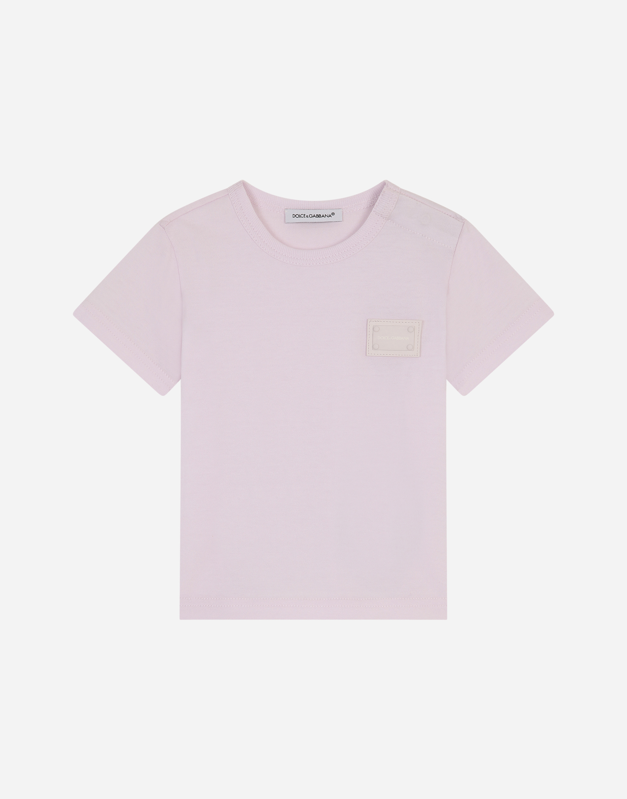 Jersey t-shirt with logo tag in Pink