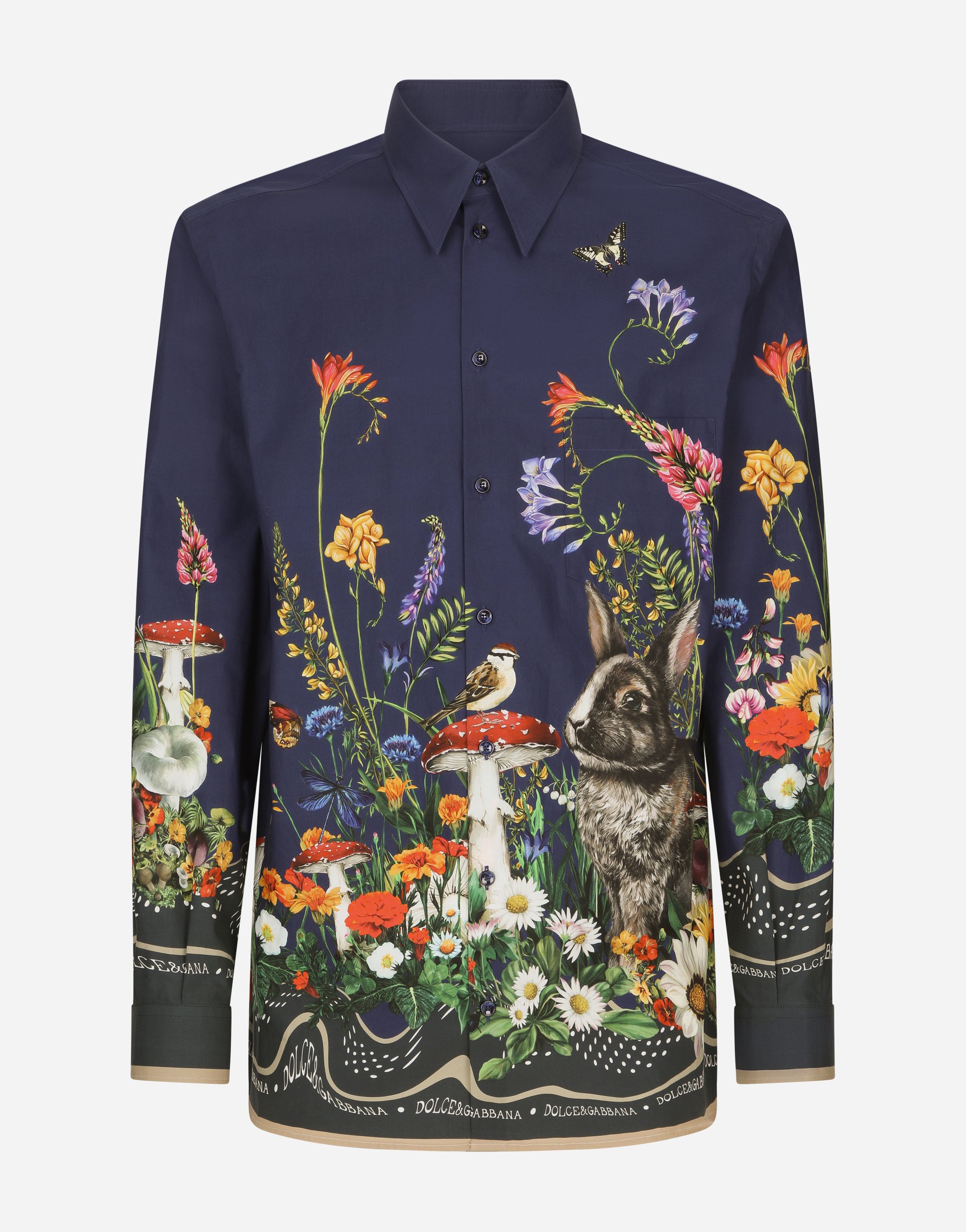 Rabbit-print cotton Hawaiian shirt in Multicolor