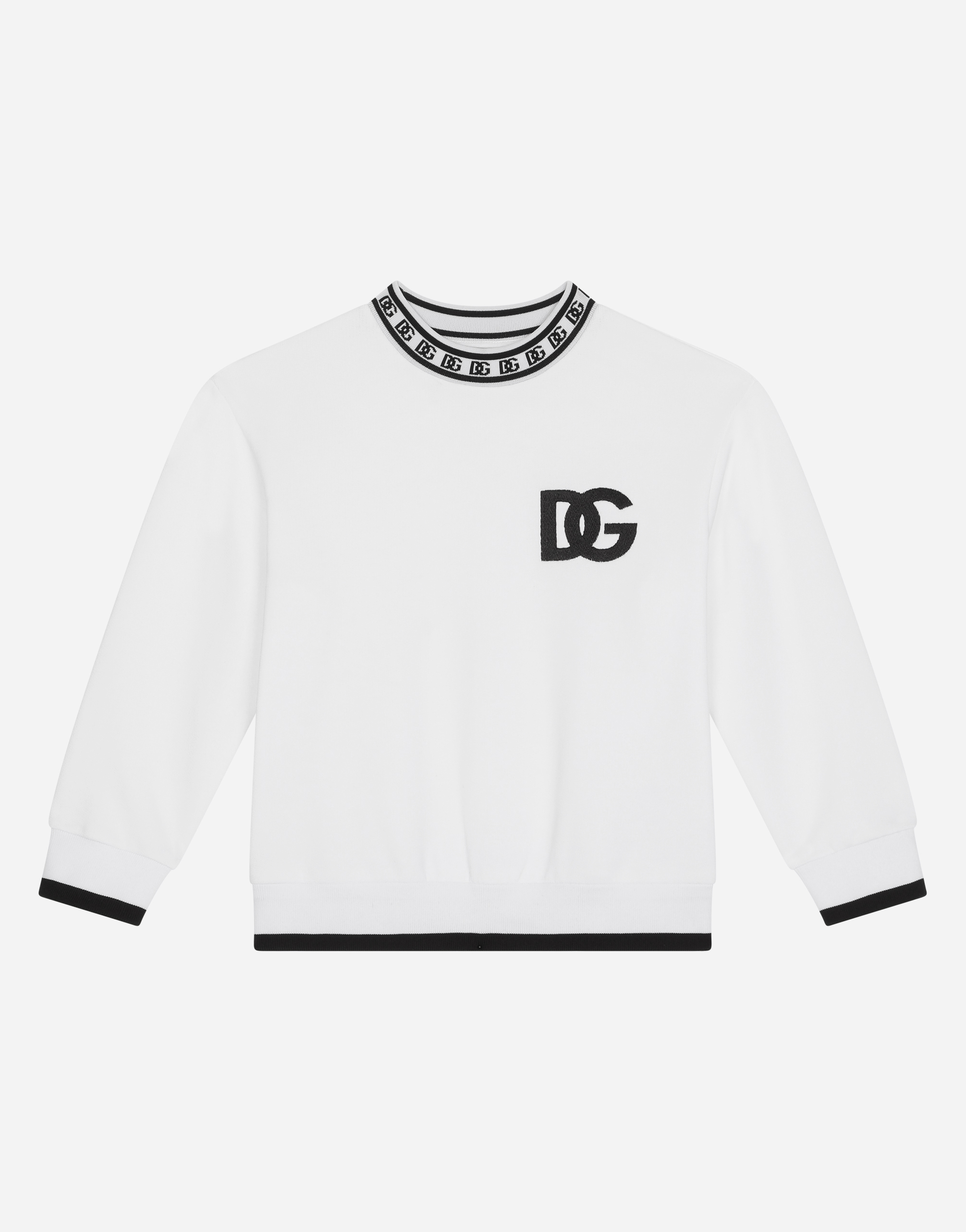 Jersey round-neck sweatshirt with DG logo print in White