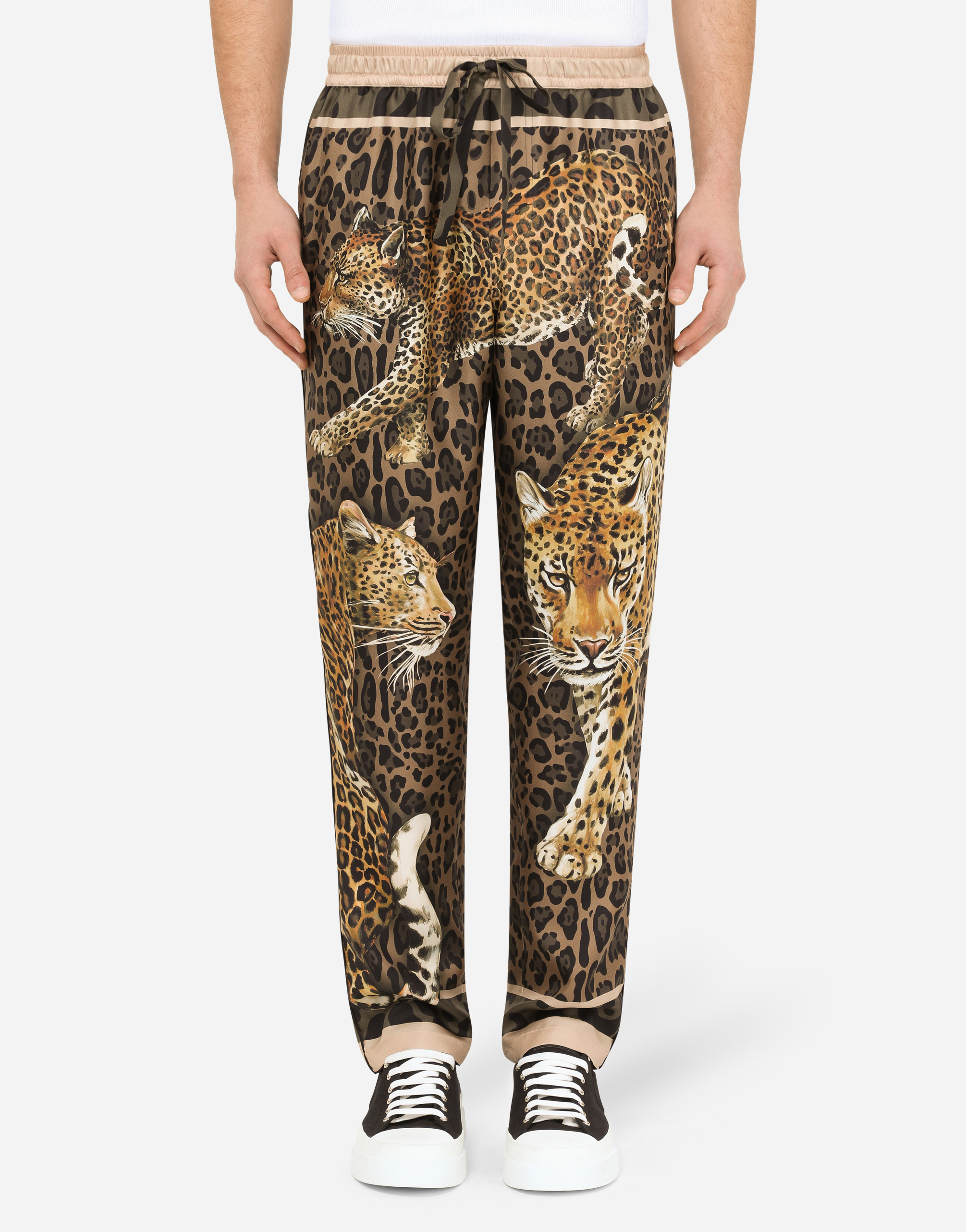 Camisa pijama de seda con estampado de leopardo Dolce & Gabbana de Seda de color Marrón para hombre Hombre Ropa de Ropa para dormir de 