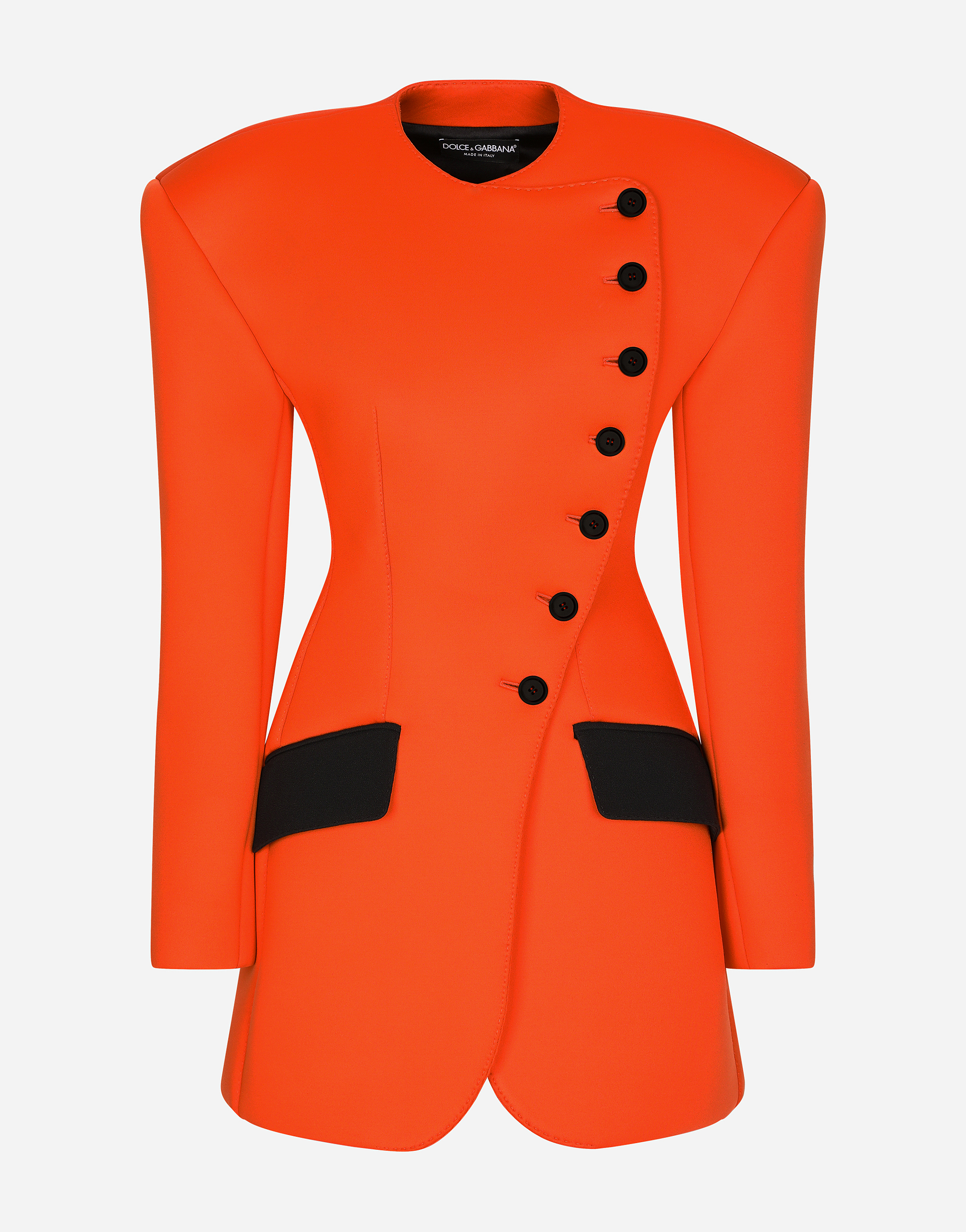 Technical jersey jacket with side fastening in Orange