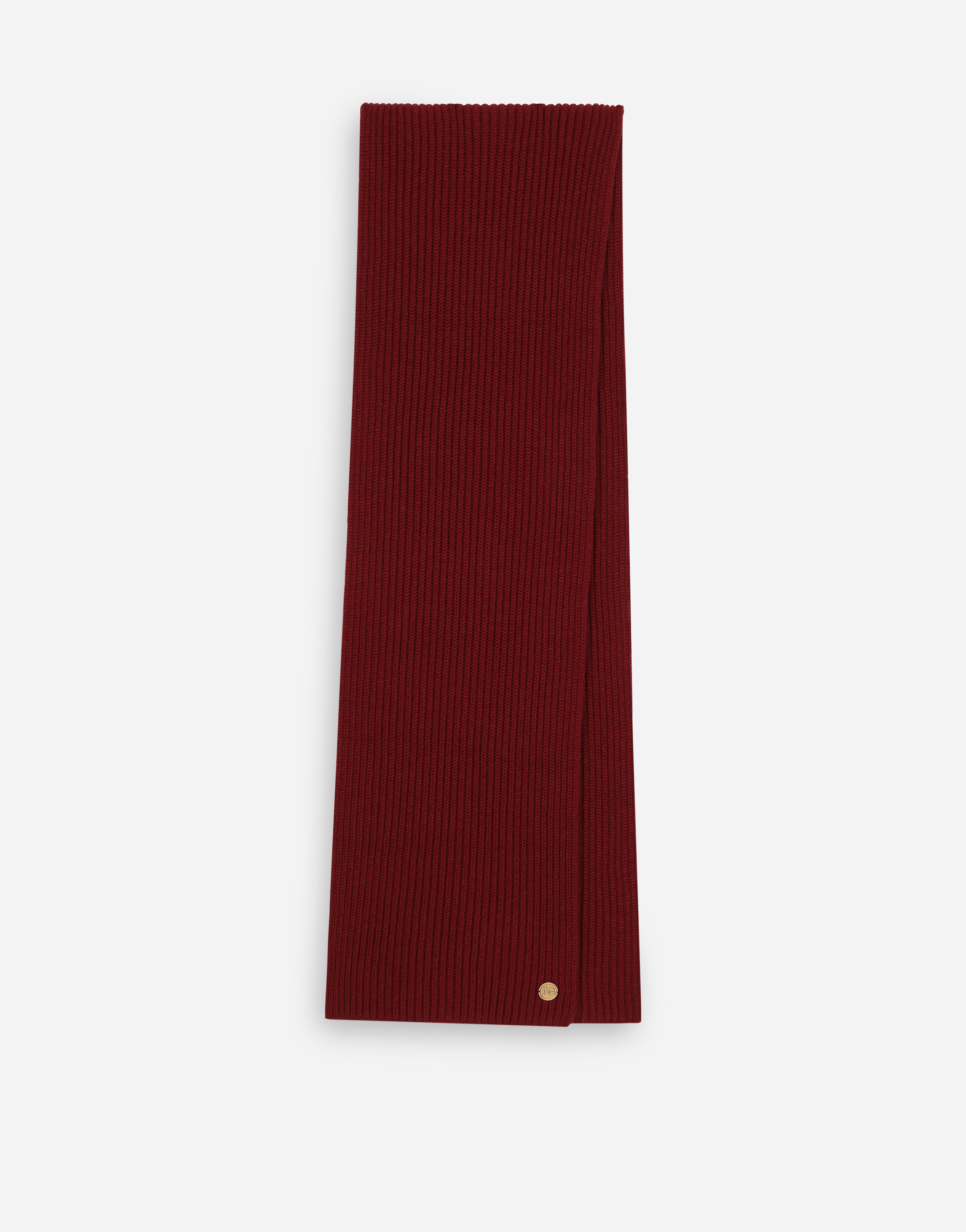 Knit cashmere scarf with DG patch in Bordeaux