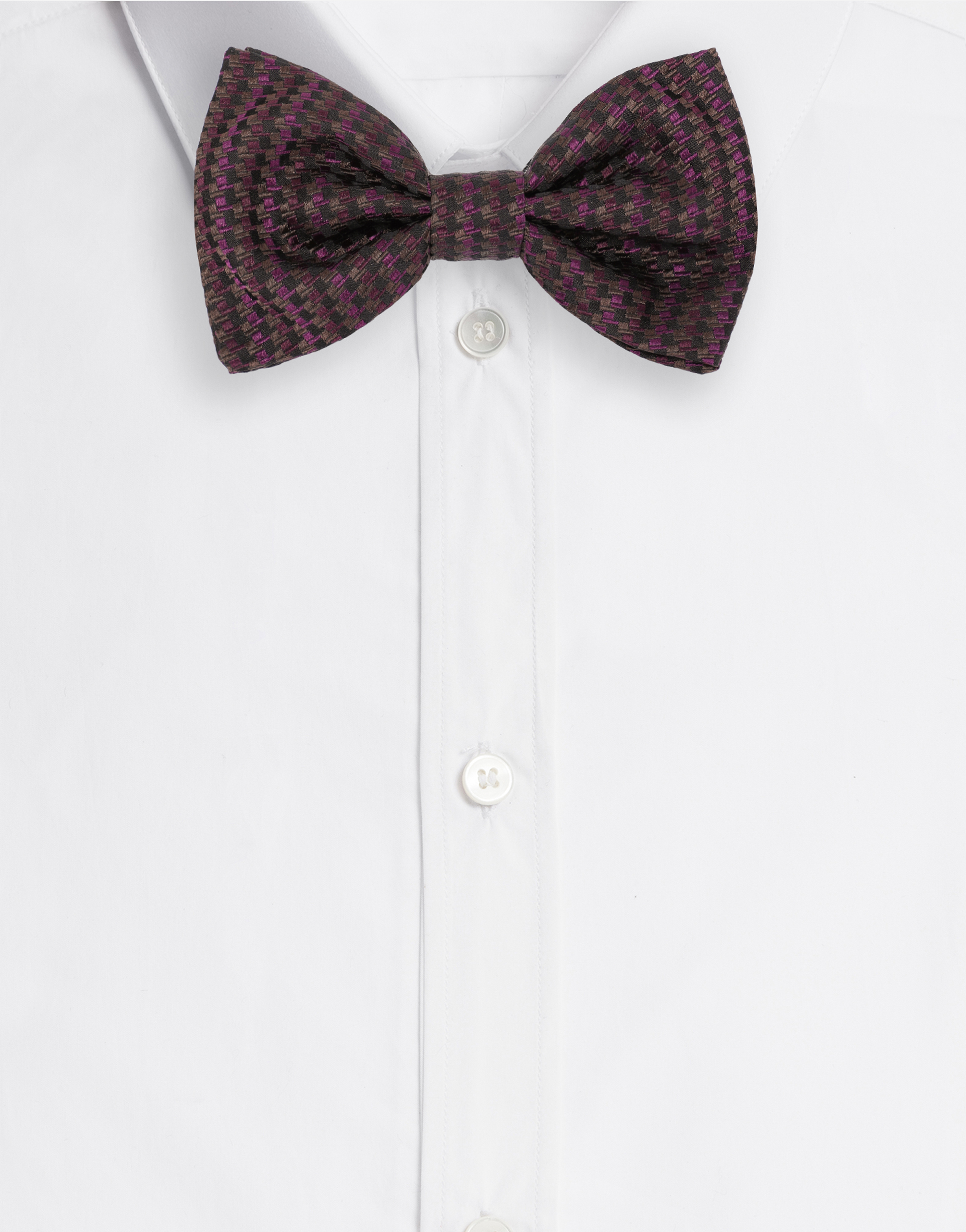 Tie-print silk jacquard bow tie in Bordeaux