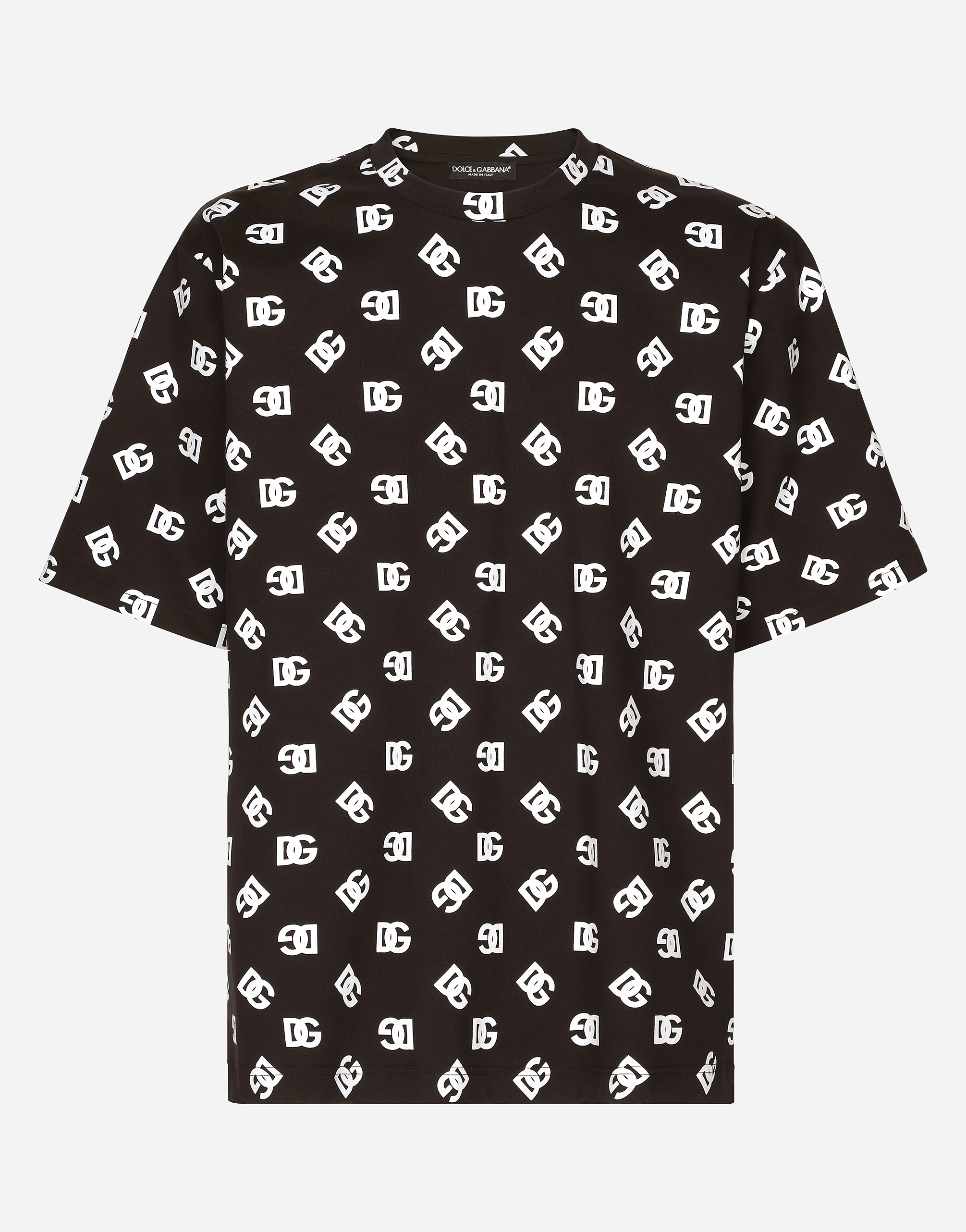 Cotton T-shirt with all-over DG logo print in Multicolor