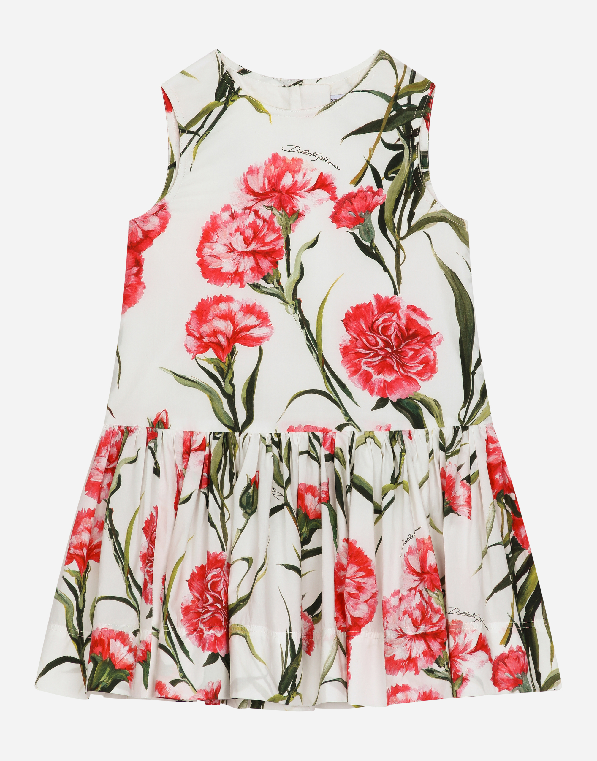 Carnation-print poplin midi dress in Multicolor