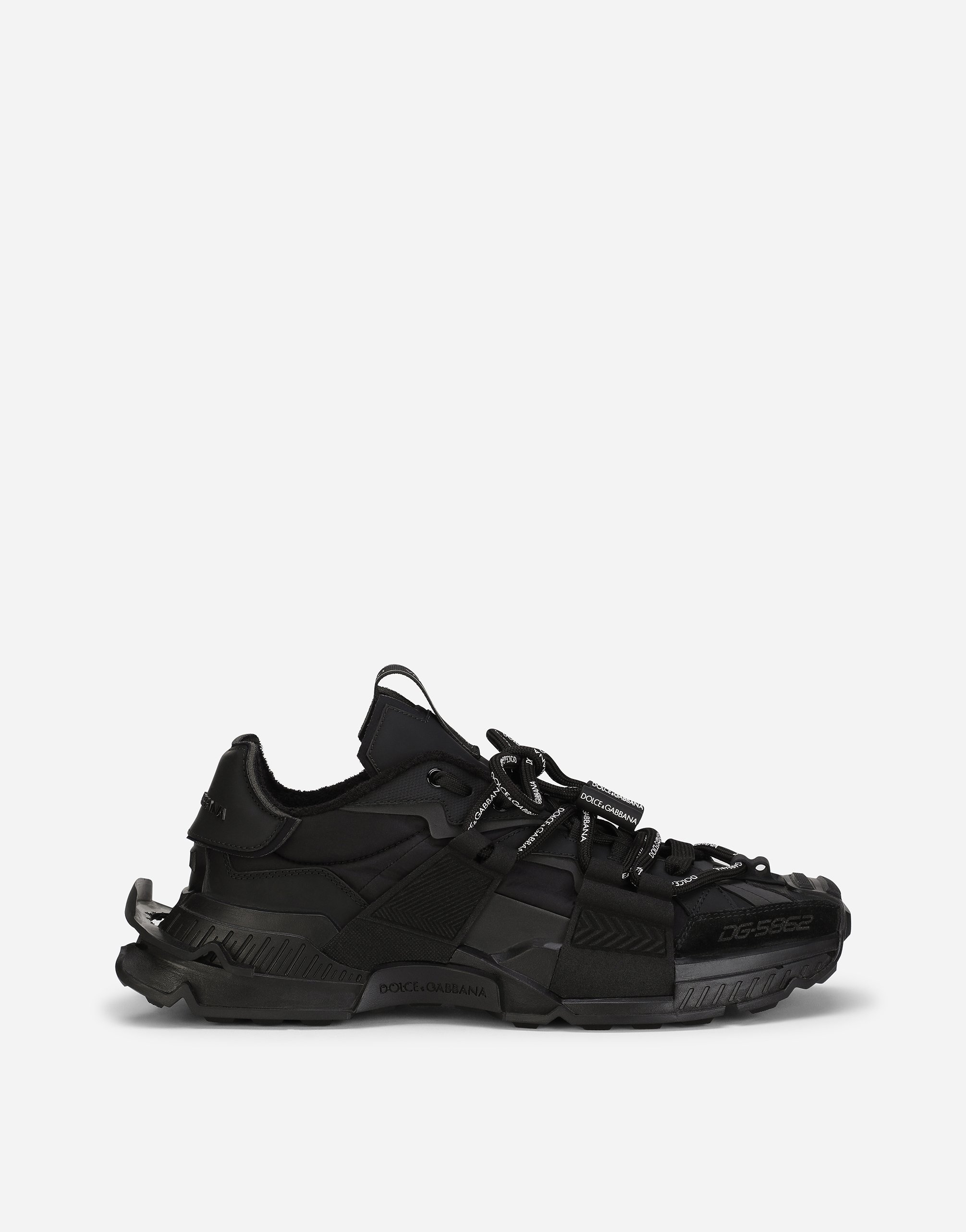 Mixed-material space sneakers in Black