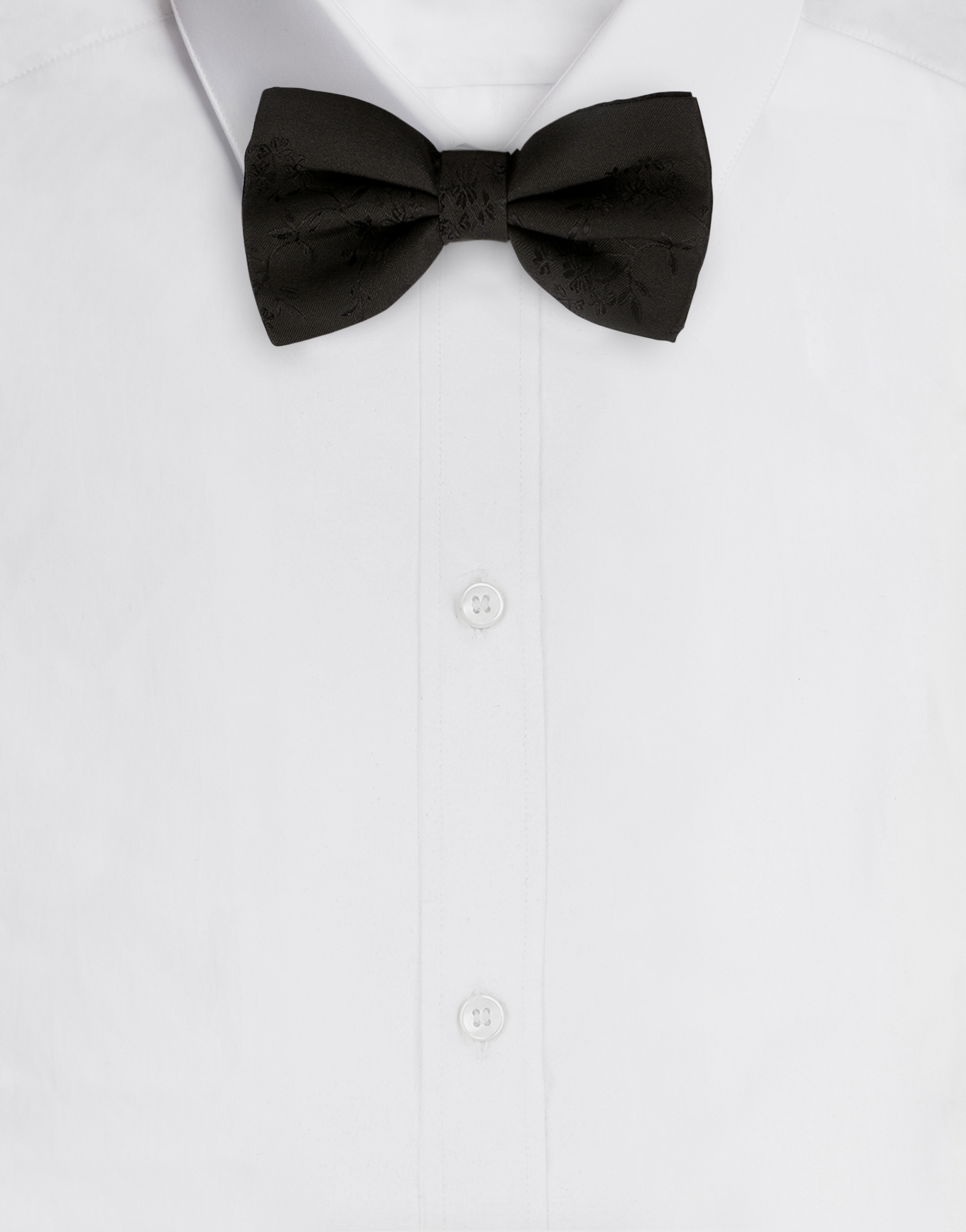 Tie-print silk jacquard bow tie in Black