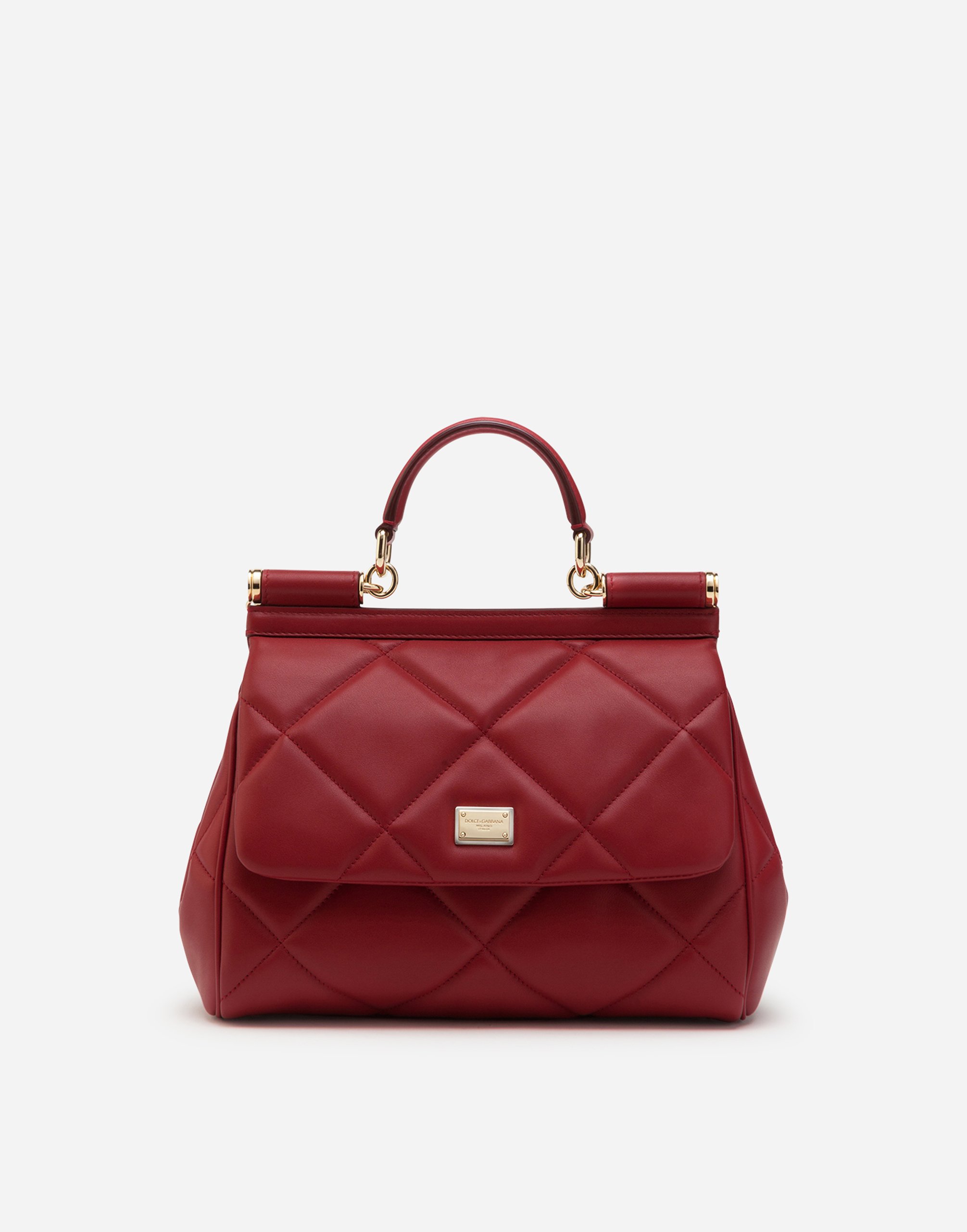 Medium Sicily bag in quilted Aria calfskin in Red