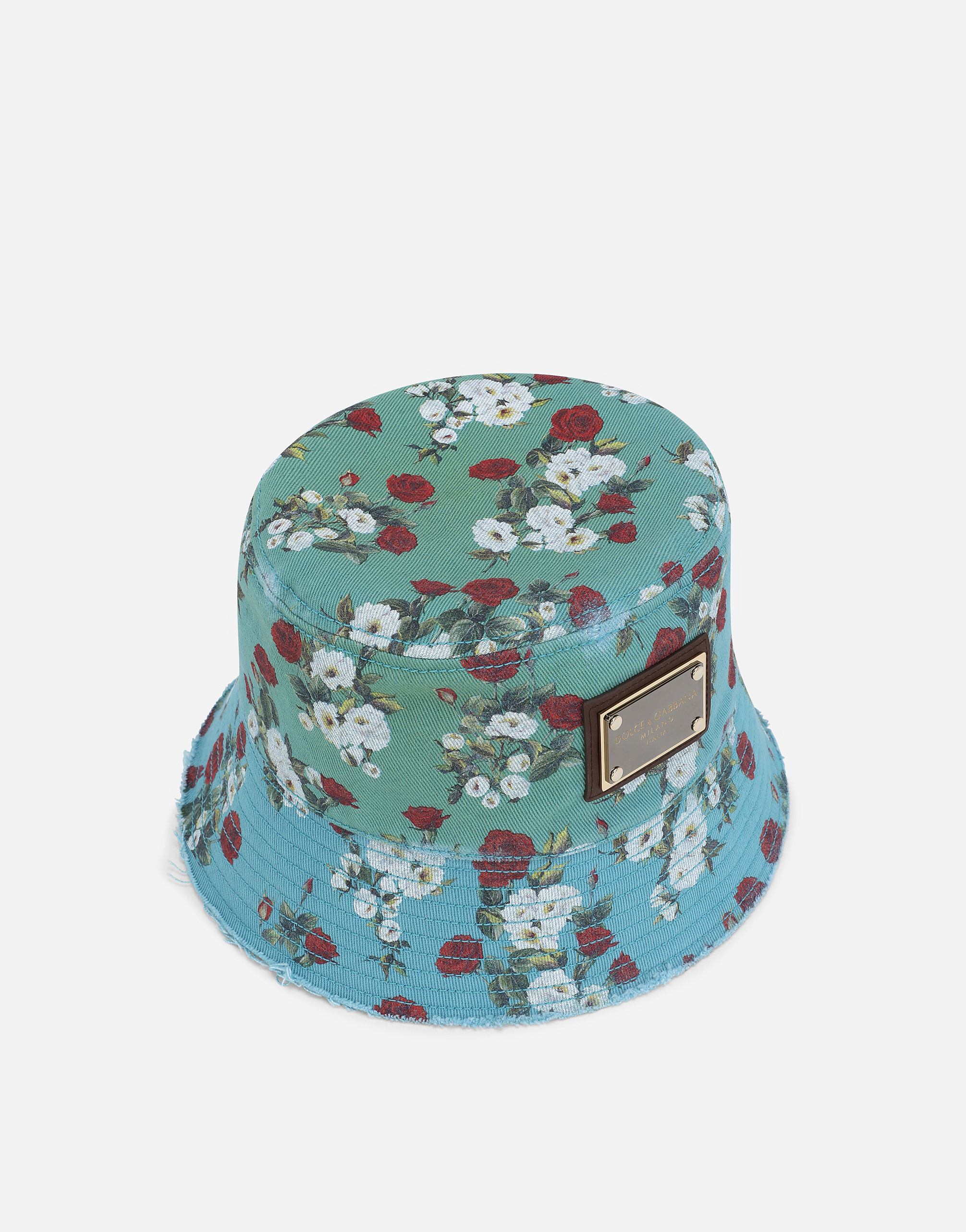 Cotton bucket hat with floral print in Multicolor