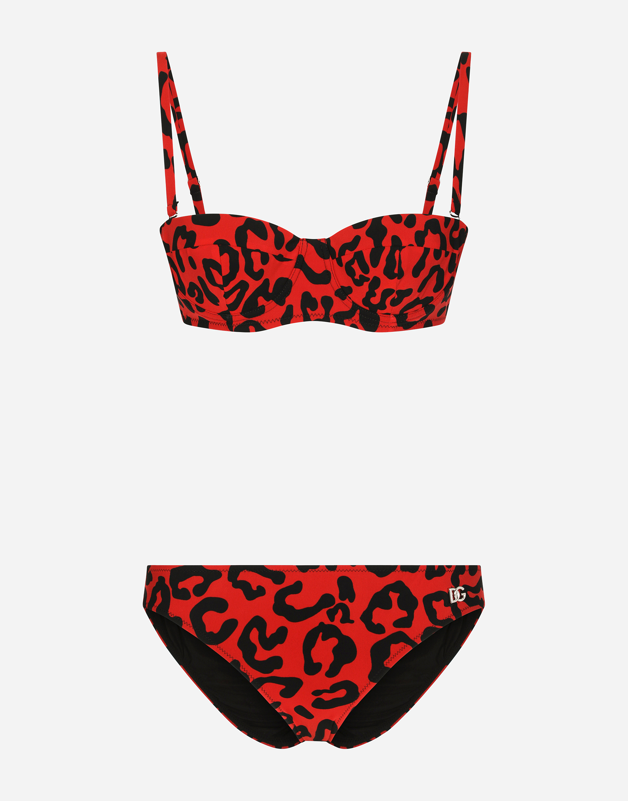 Leopard-print balconette bikini in Multicolor