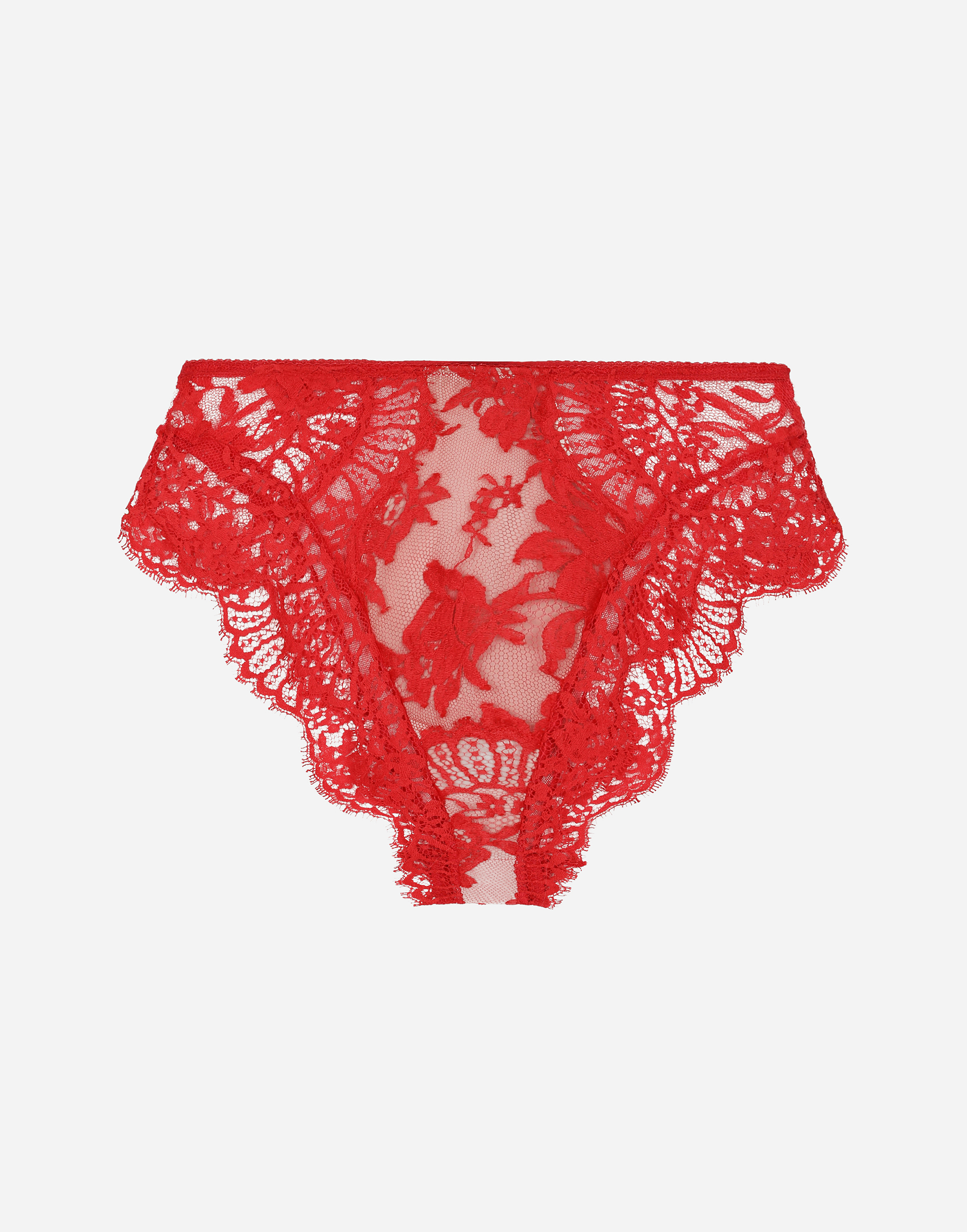 High-waisted lace briefs in Red