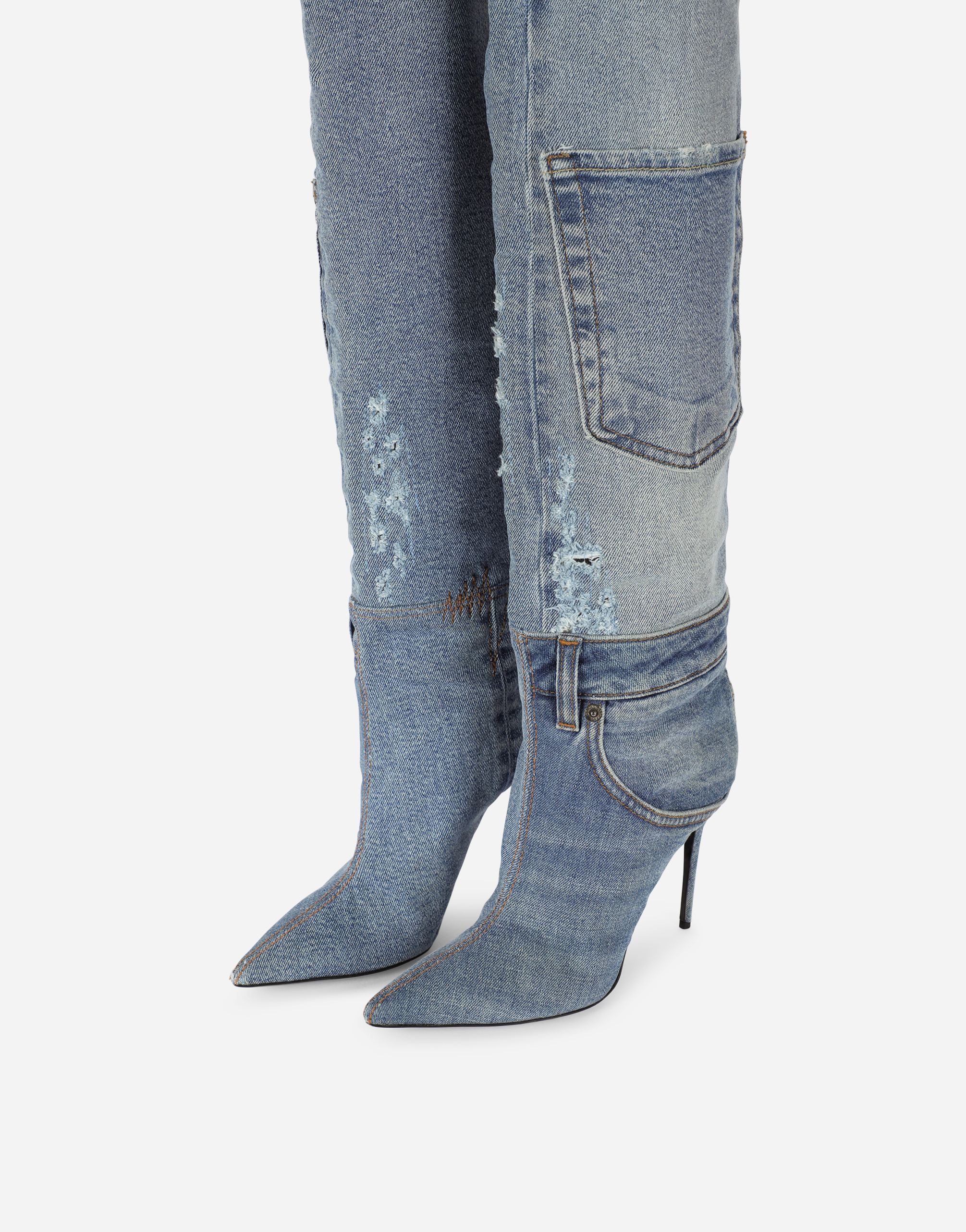 produceren Opera bidden Patchwork denim boots in Blue for Women | Dolce&Gabbana®