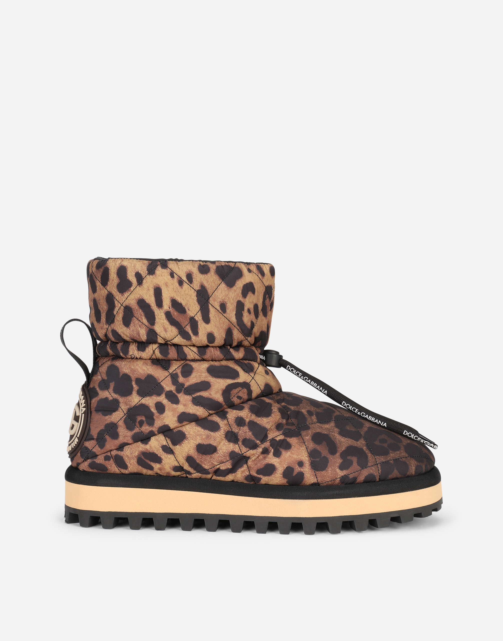 Leopard-print nylon ankle boots in Animal Print