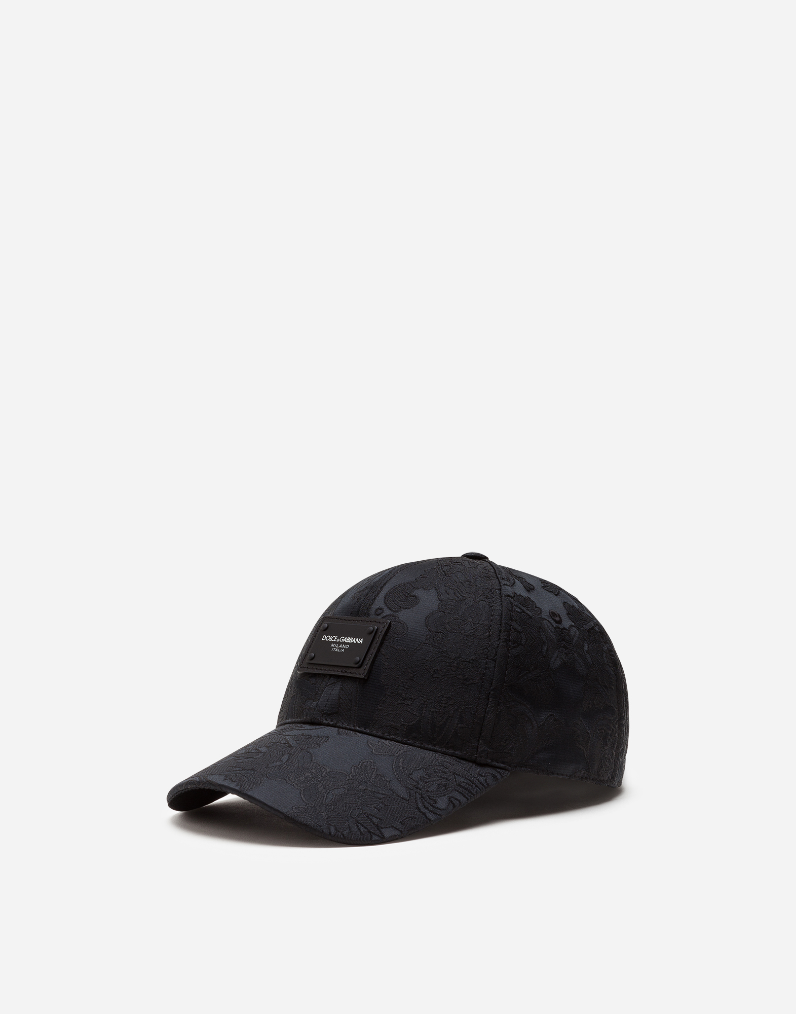 Floral jacquard baseball cap with patch in Black