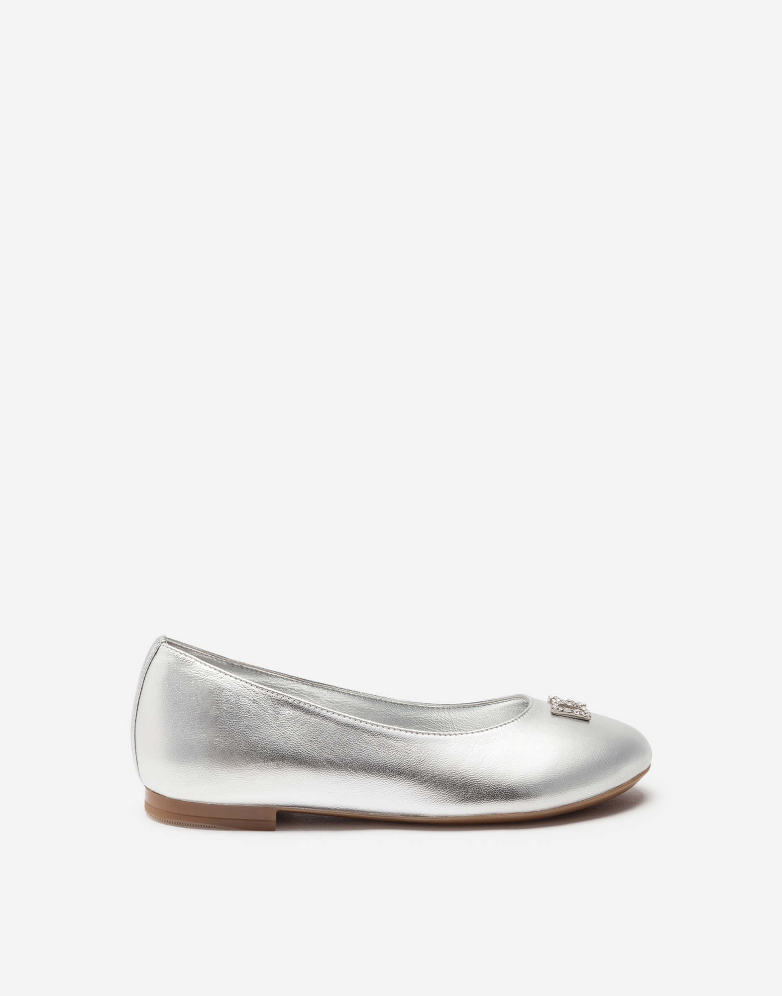 Foiled nappa leather ballet flats in Silver