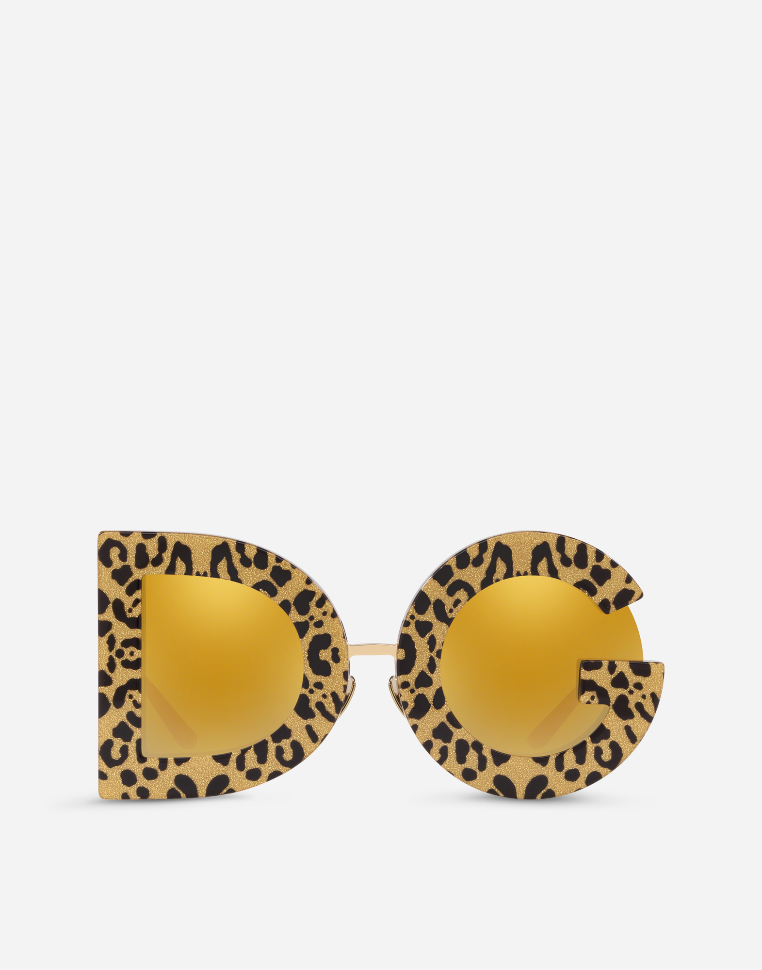 DG Leo sunglasses in Shiny Gold and Leo Gold Glitter Print