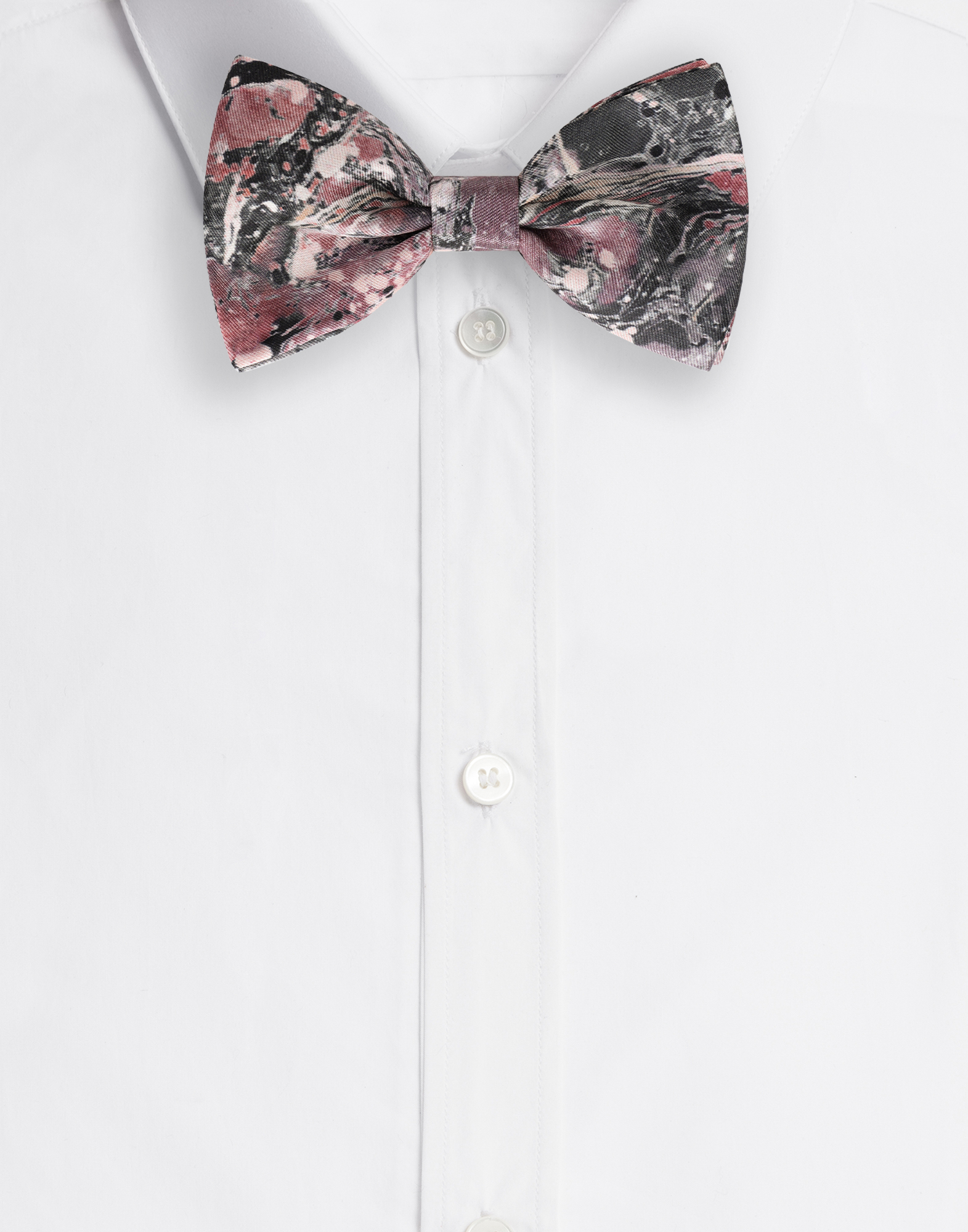 Silk bow-tie with purple marbled print in Multicolor