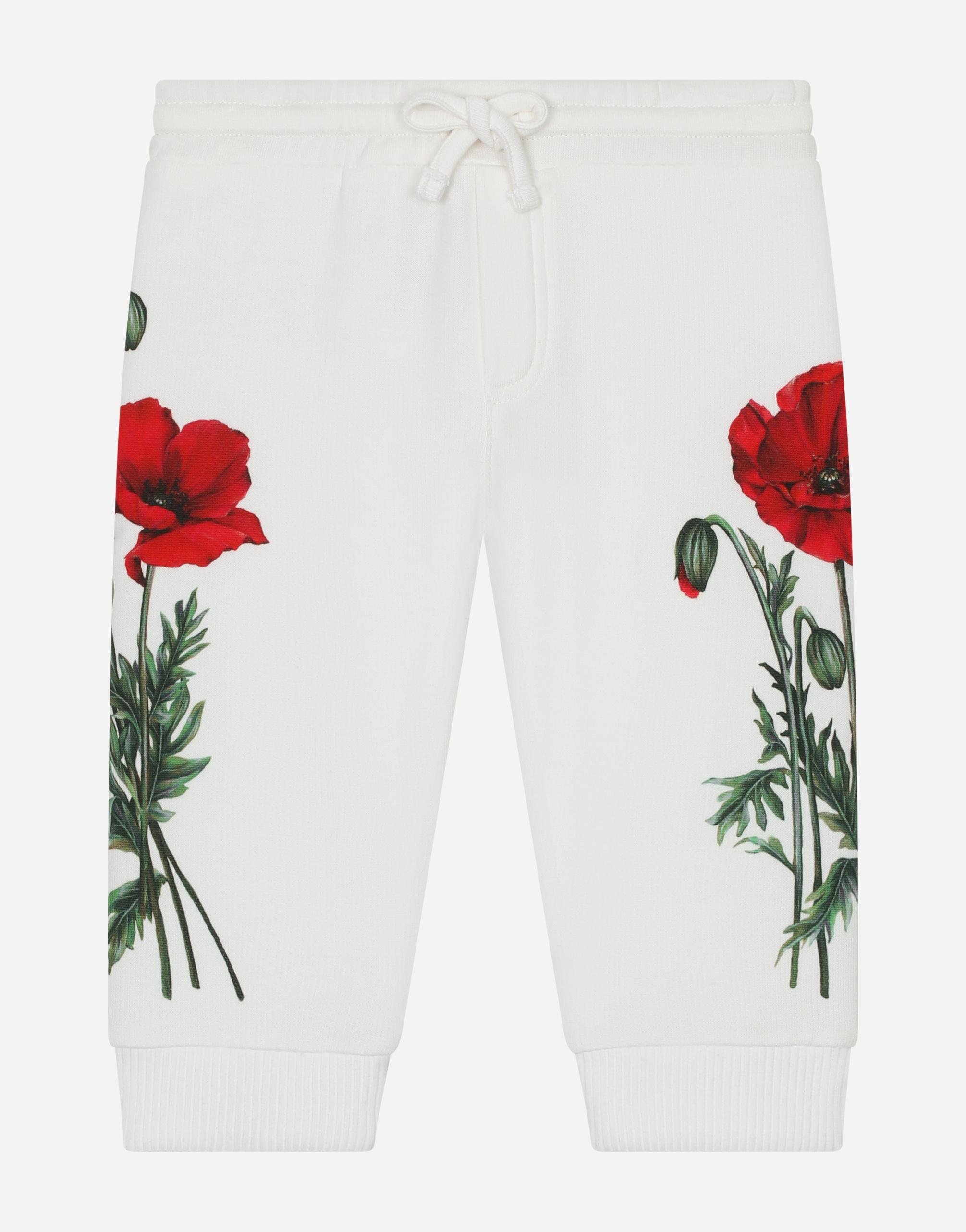 Jersey jogging pants with poppy print in Multicolor