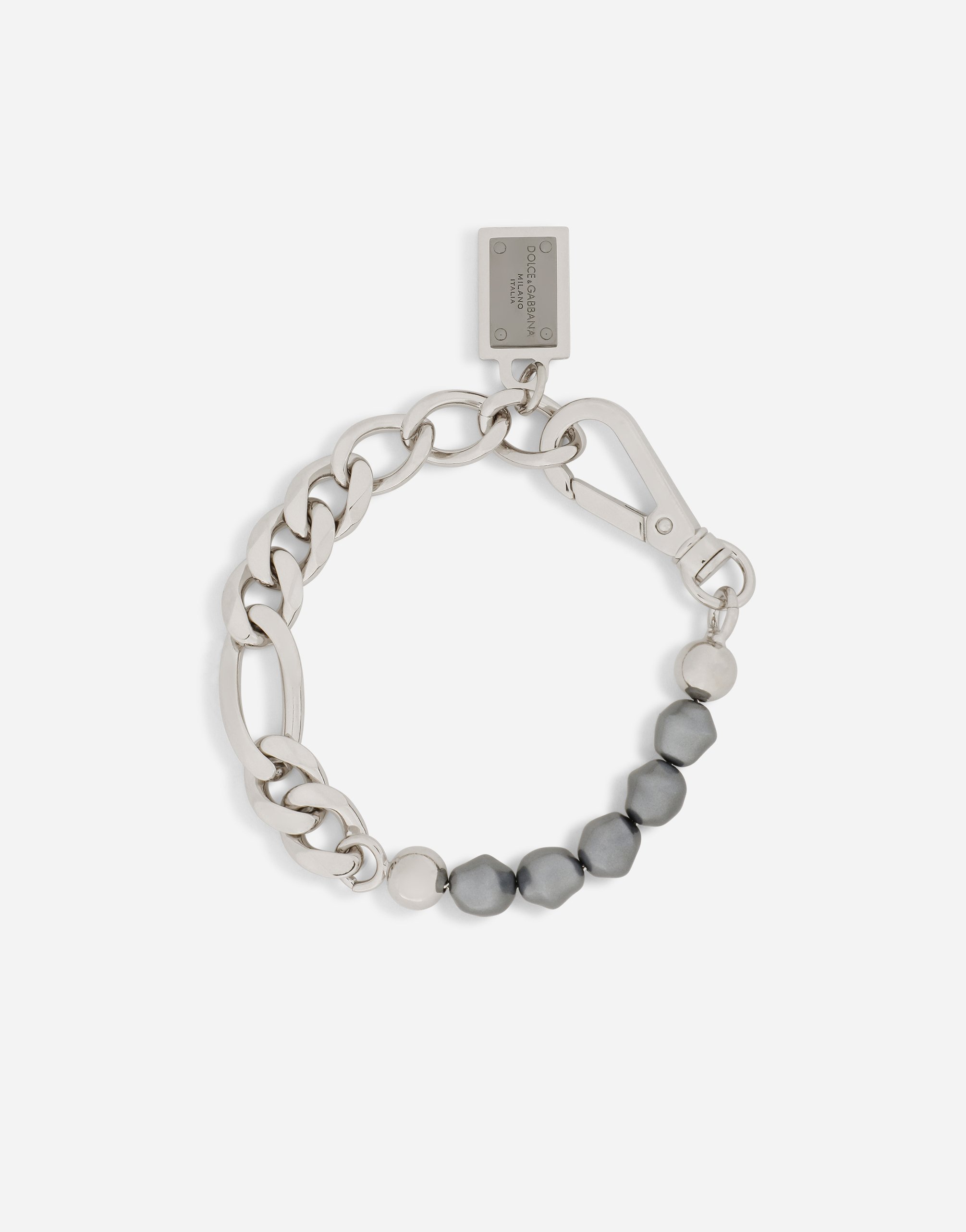 Link bracelet with pearls and DG logo in Silver