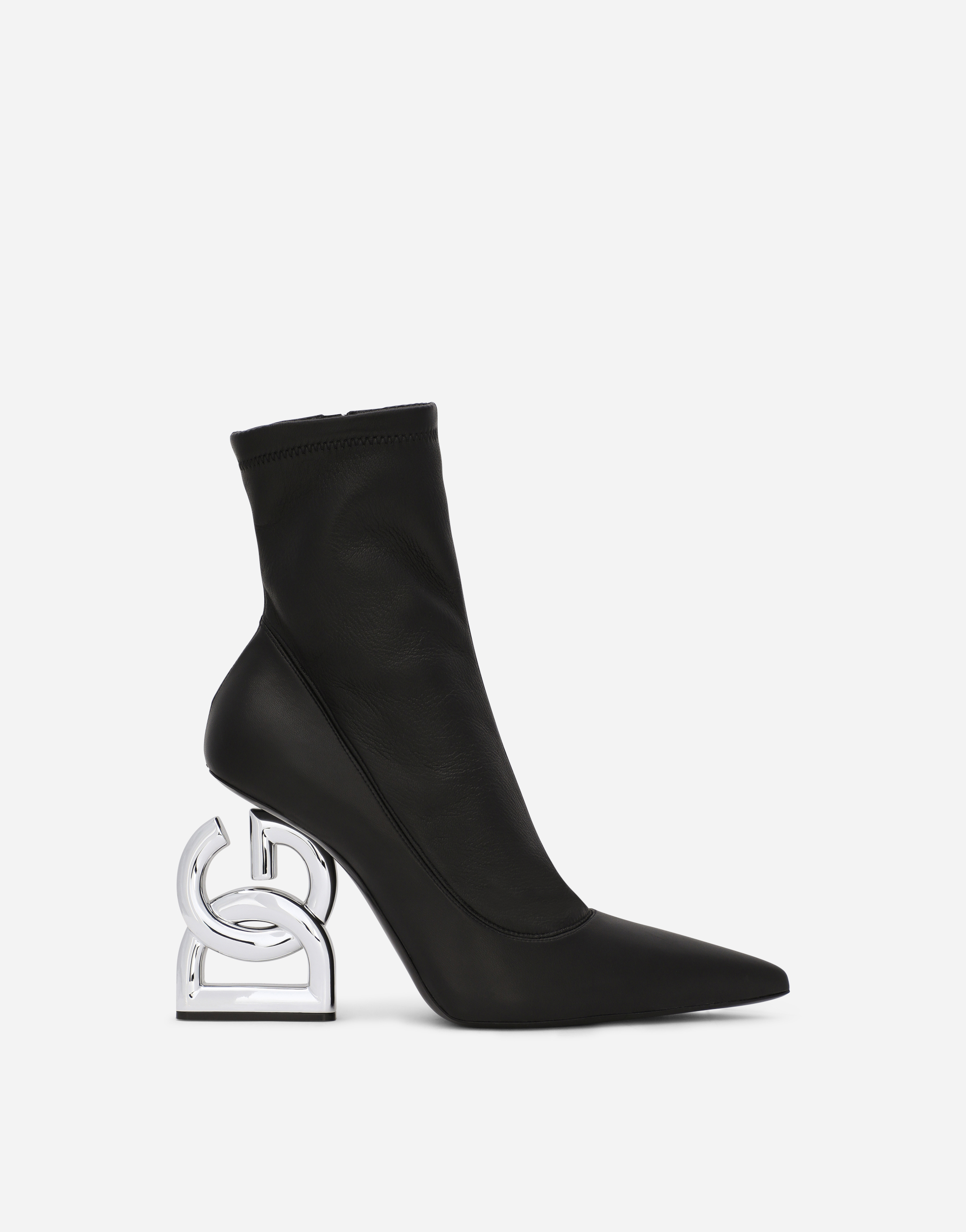 Nappa-effect fabric ankle boots with 3.5 heel in Black