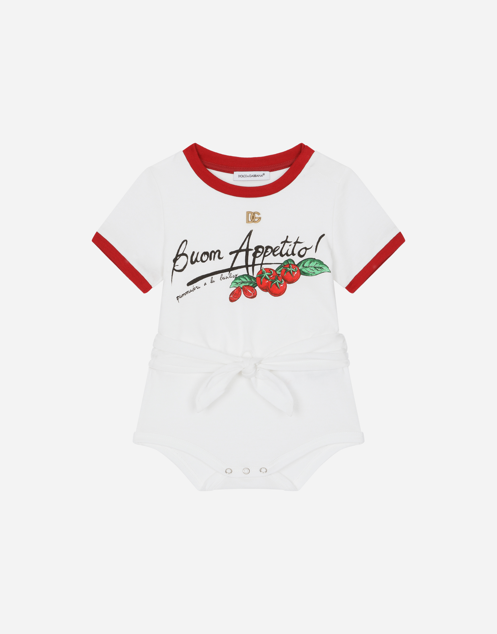 Jersey babygrow with buon appetito print in White